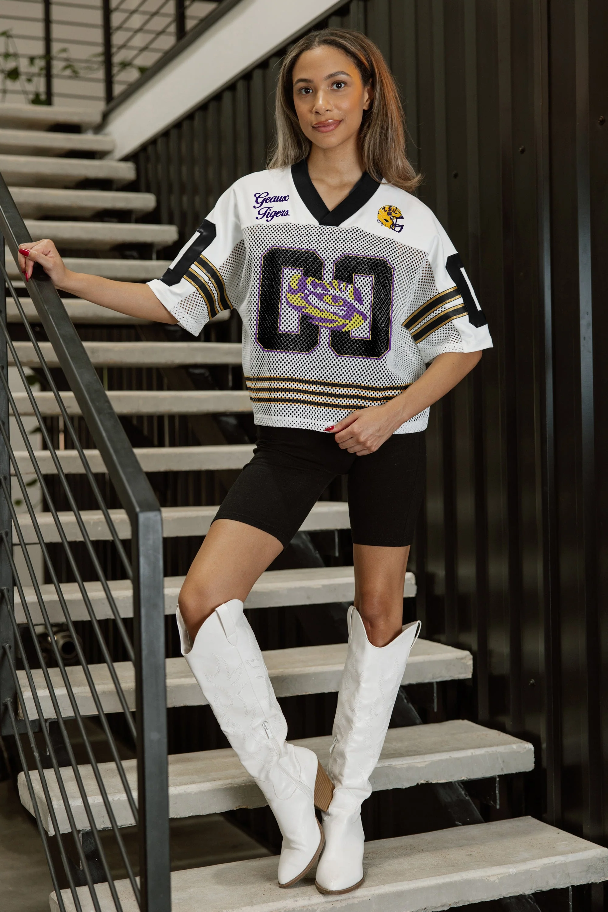 LSU TIGERS TRAILBLAZER MESH CROP FASHION JERSEY - Image 2