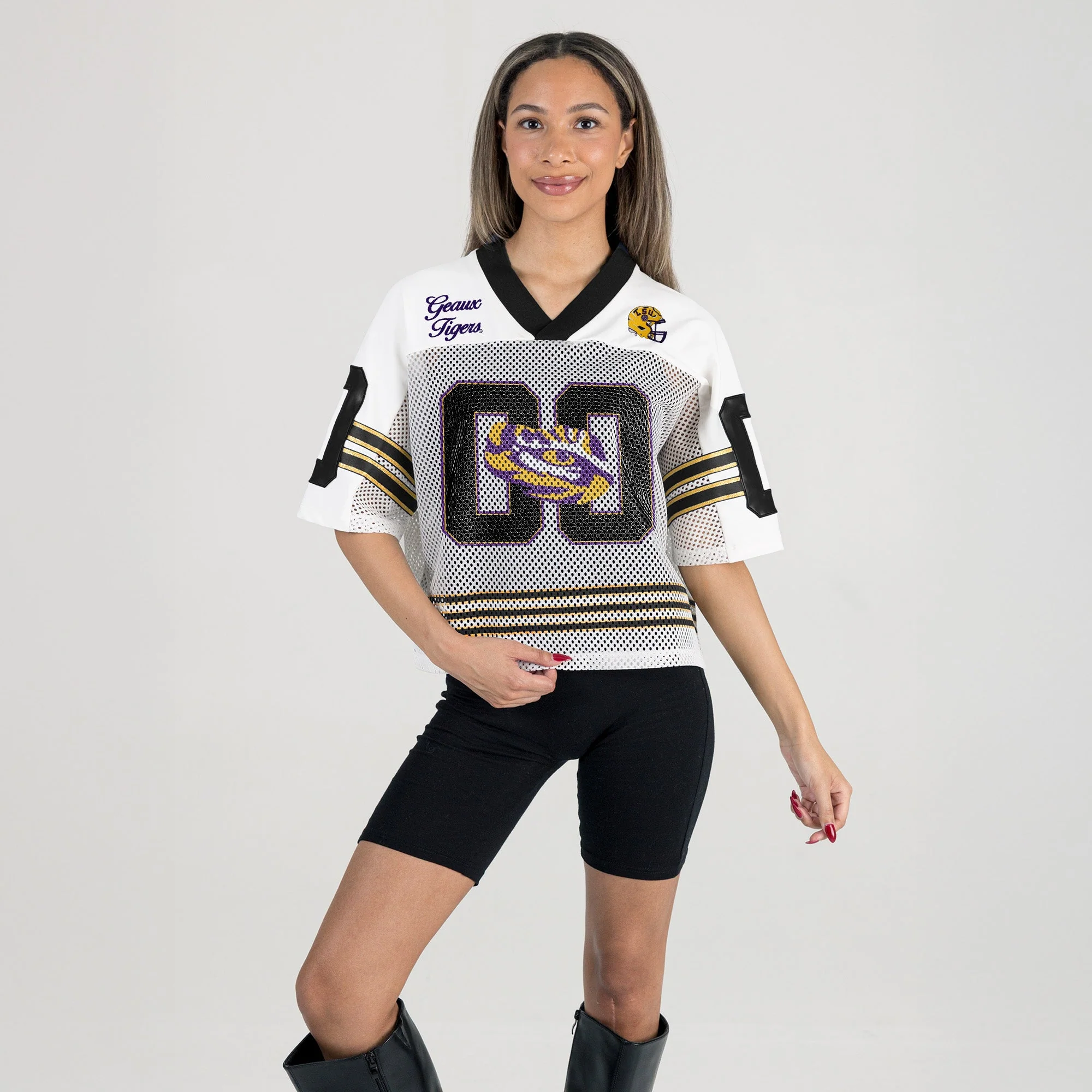 LSU TIGERS TRAILBLAZER MESH CROP FASHION JERSEY - Image 3