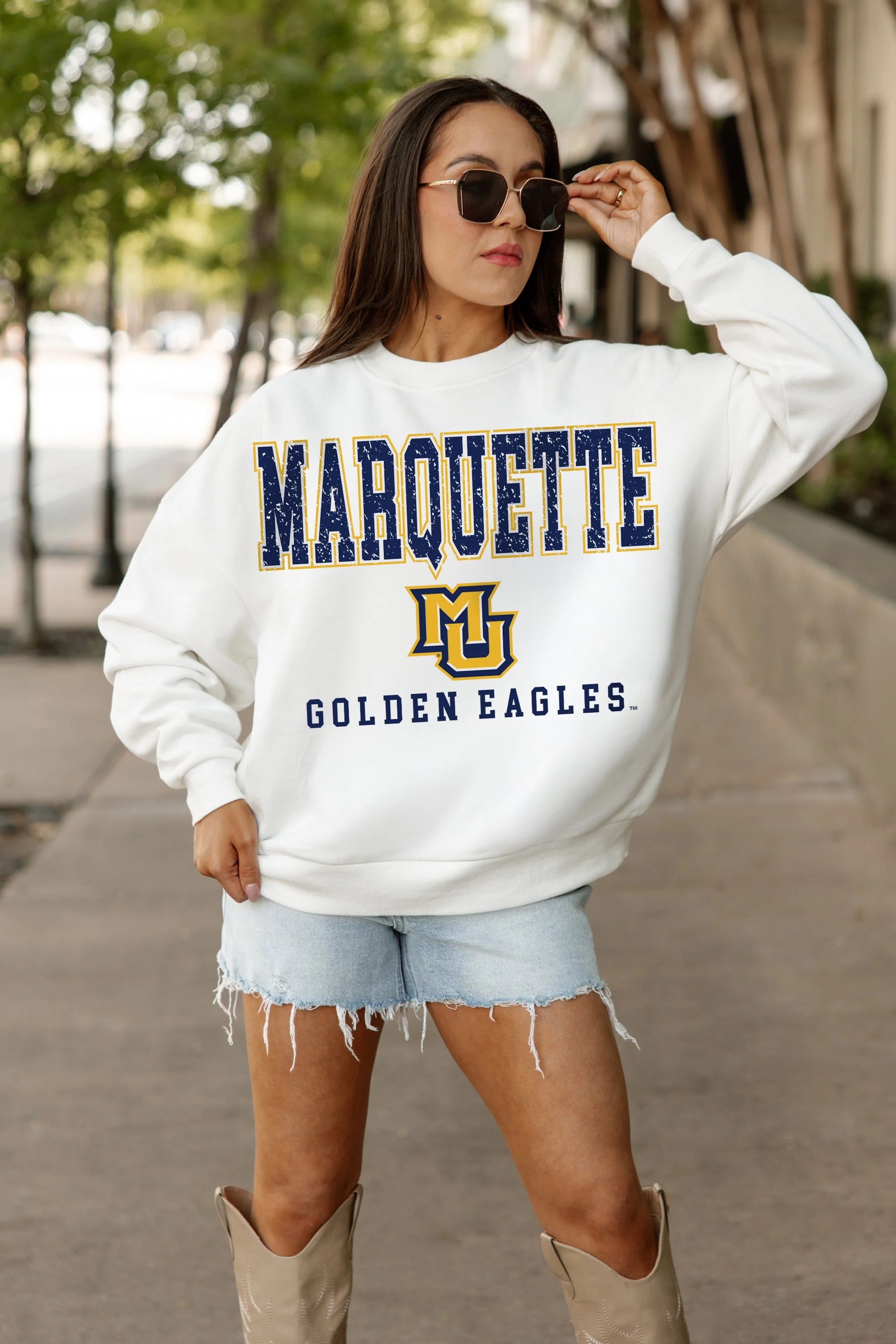 MARQUETTE GOLDEN EAGLES FREESTYLE PREMIUM FLEECE CREWNECK PULLOVER - Image 2