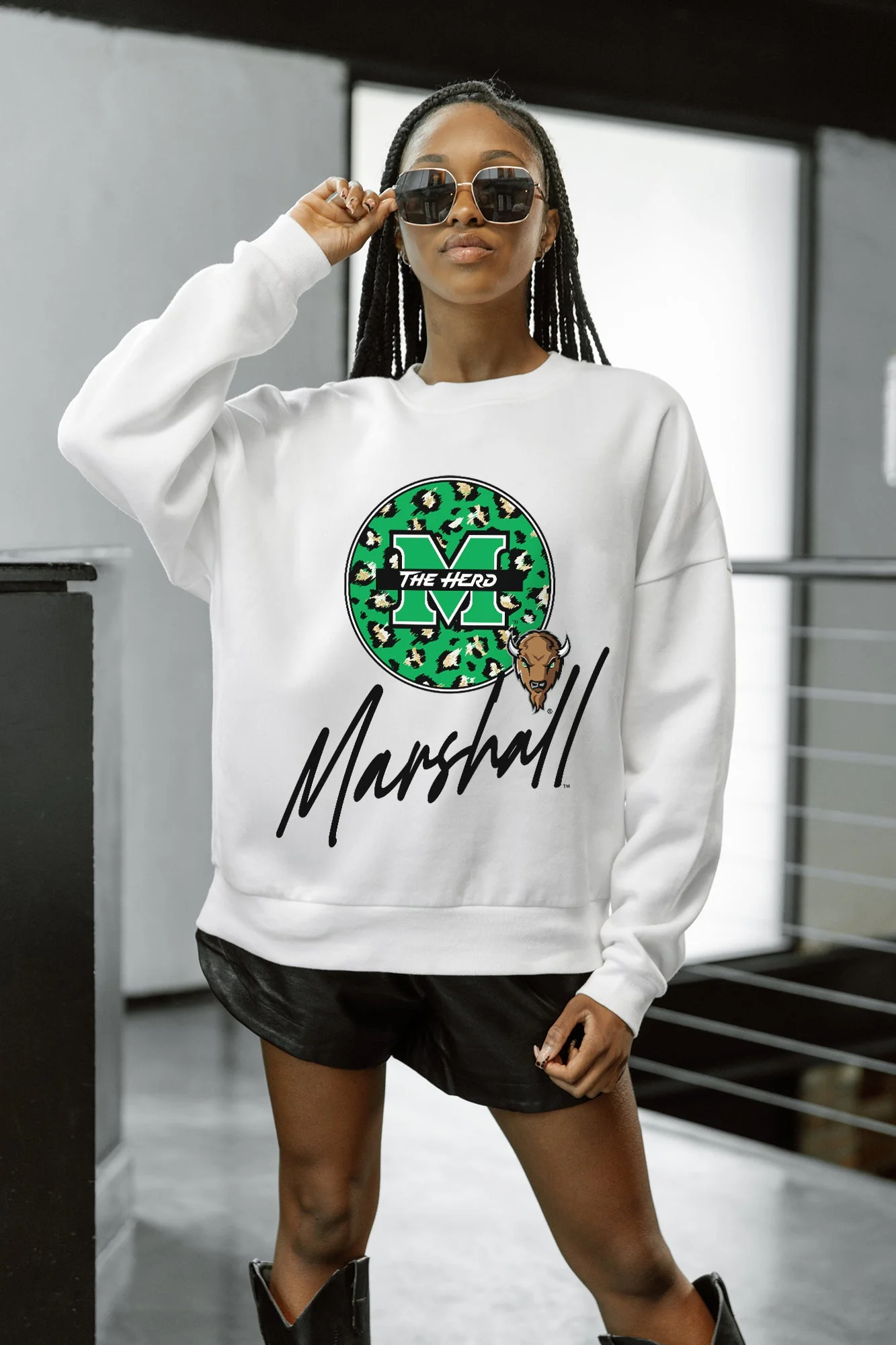 MARSHALL THUNDERING HERD WILD BREAKTHROUGH PREMIUM FLEECE CREWNECK PULLOVER - Image 4