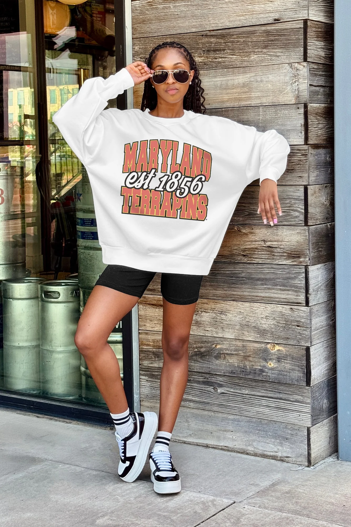 MARYLAND TERRAPINS FADED FORMATION PREMIUM FLEECE DROP SHOULDER CREWNECK PULLOVER - Image 2