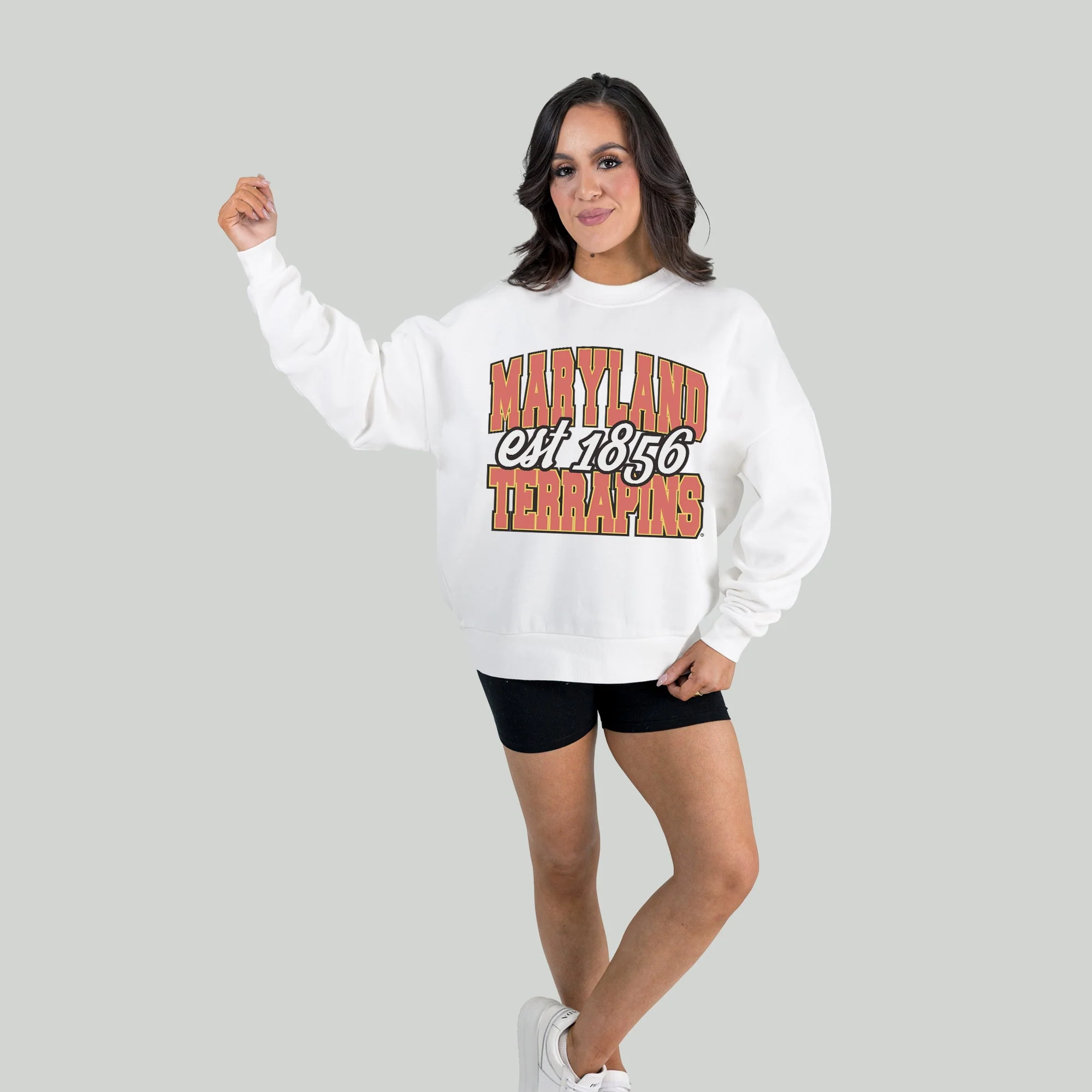 MARYLAND TERRAPINS FADED FORMATION PREMIUM FLEECE DROP SHOULDER CREWNECK PULLOVER - Image 4