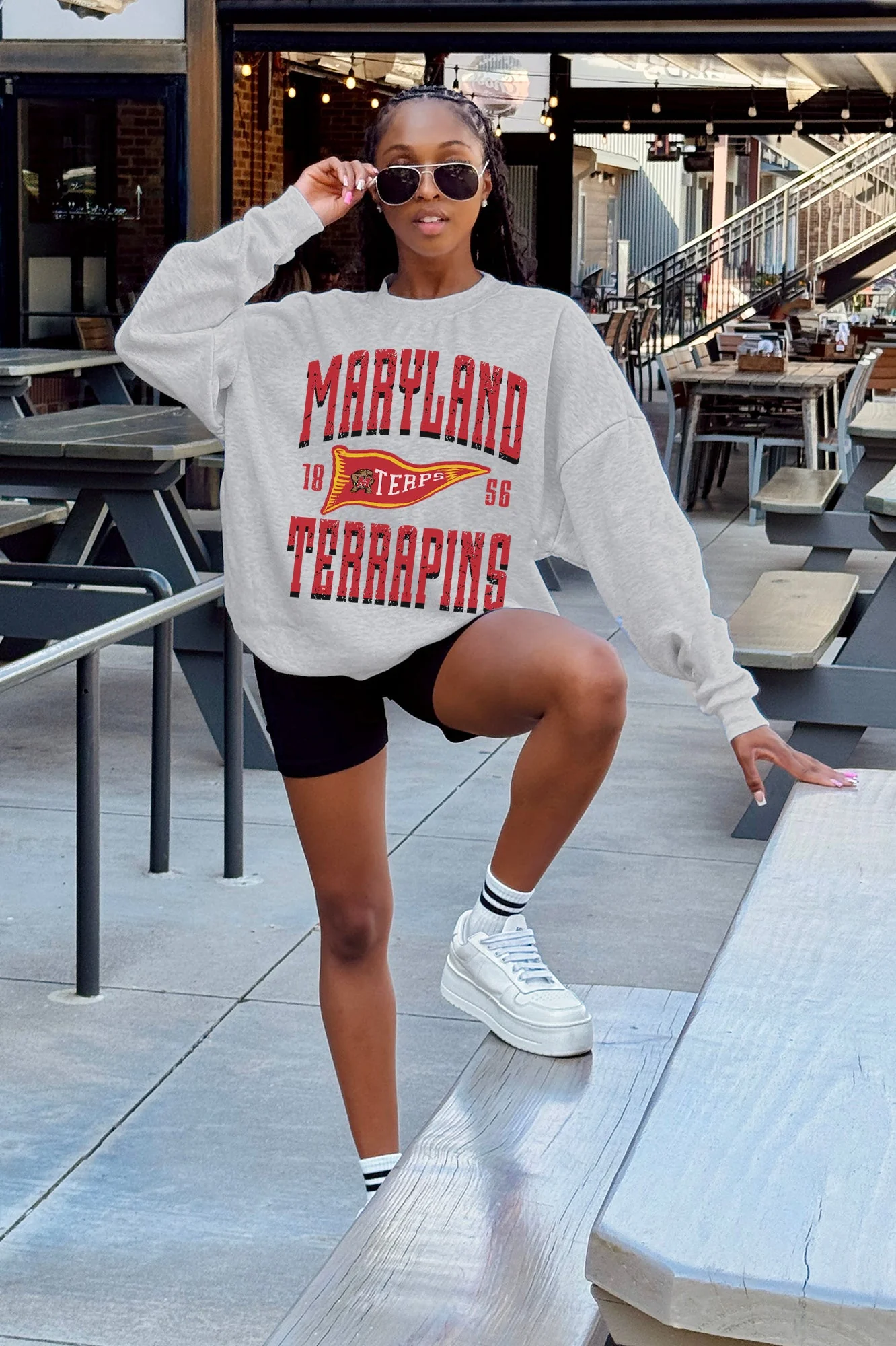 MARYLAND TERRAPINS PENNANT PRIDE PREMIUM FLEECE DROP SHOULDER CREWNECK PULLOVER - Image 2