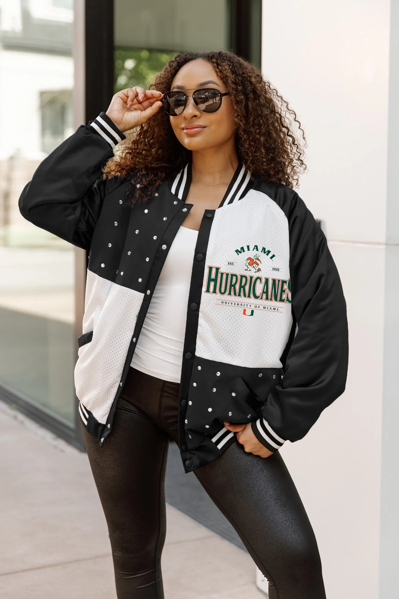 MIAMI HURRICANES INNER DRIVE THROWBACK VARSITY BOMBER JACKET