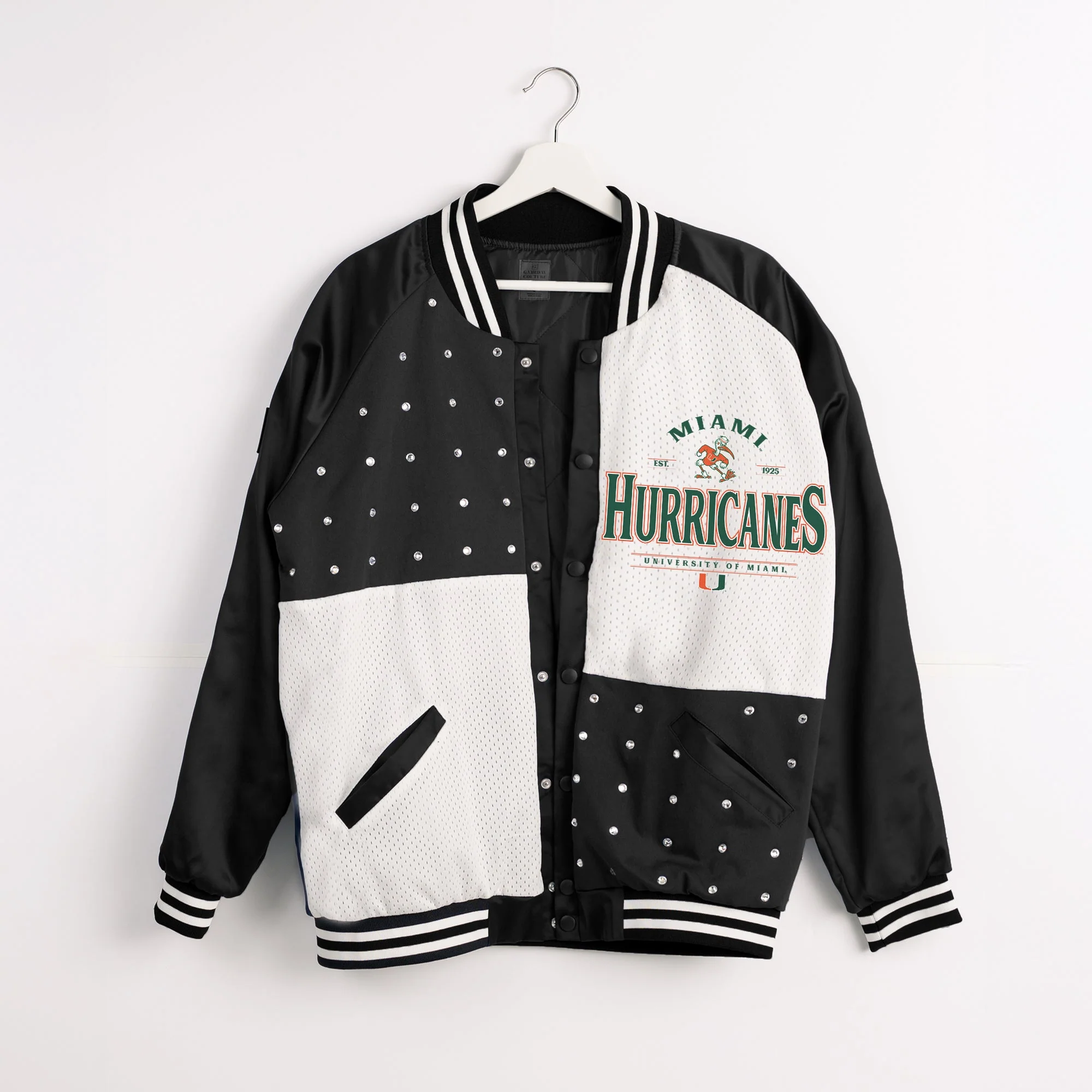 MIAMI HURRICANES INNER DRIVE THROWBACK VARSITY BOMBER JACKET - Image 8
