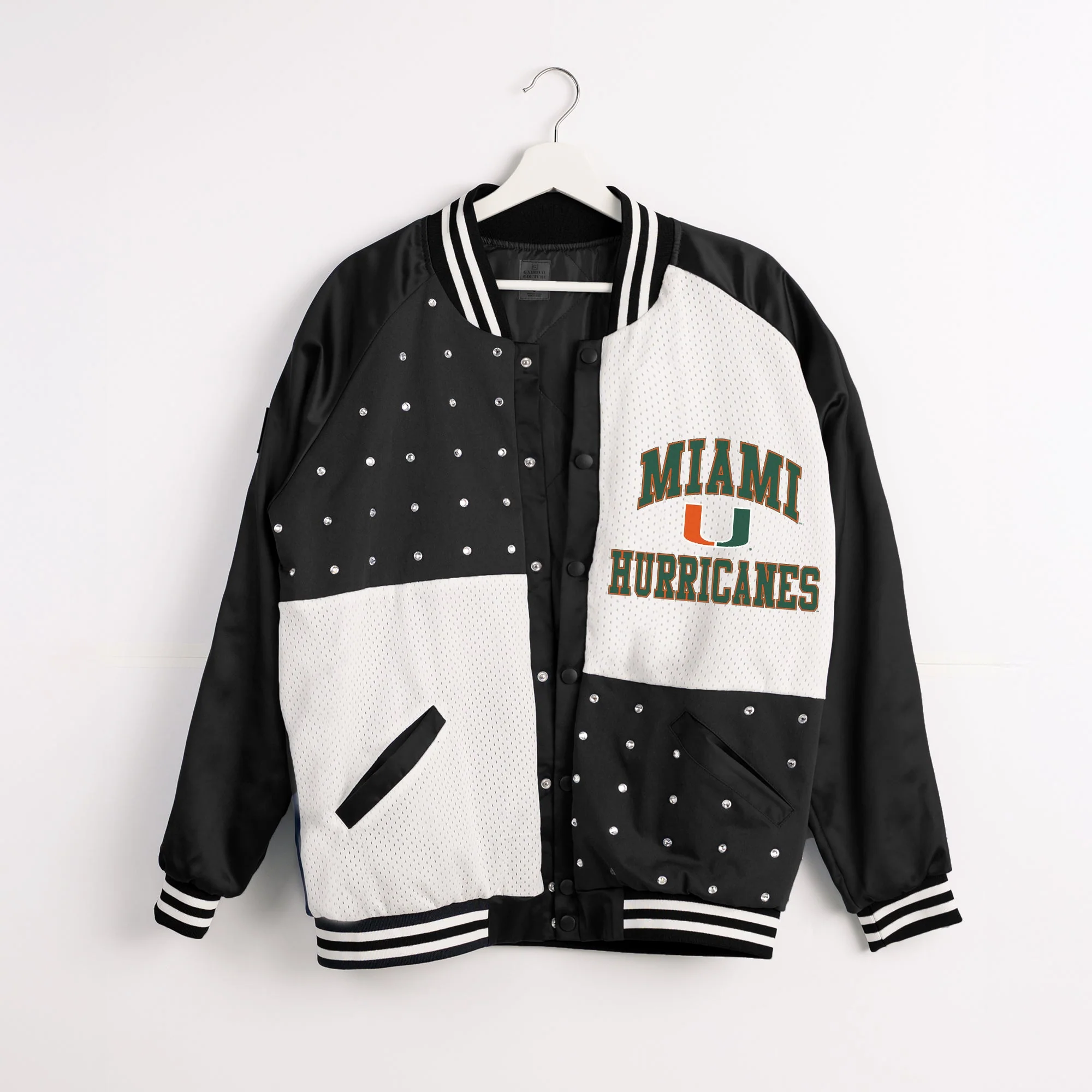 MIAMI HURRICANES REFINED RIVALRY THROWBACK VARSITY BOMBER JACKET - Image 8
