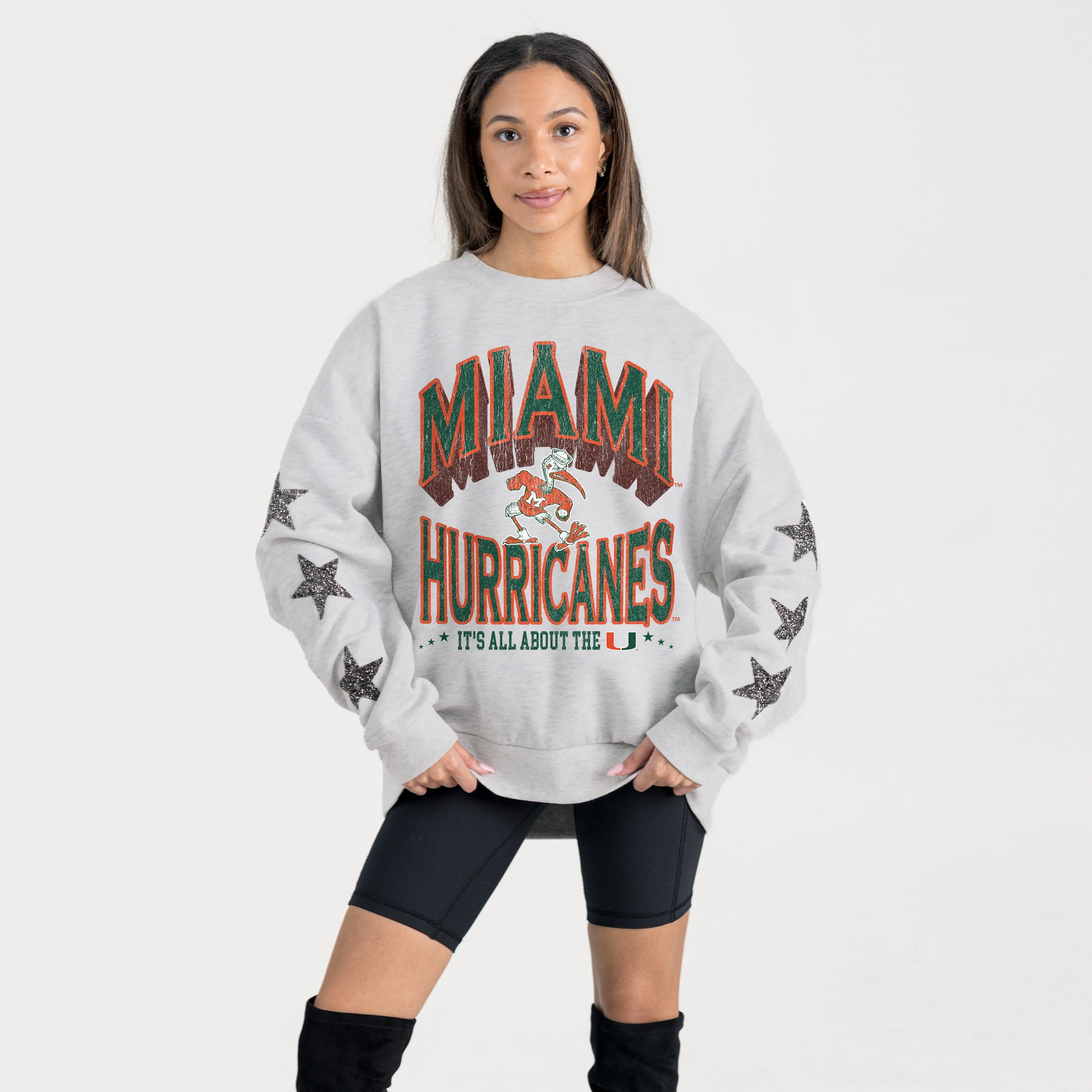 MIAMI HURRICANES RESILIENCE STAR EMBELLISHED CREW SWEATSHIRT - Image 5