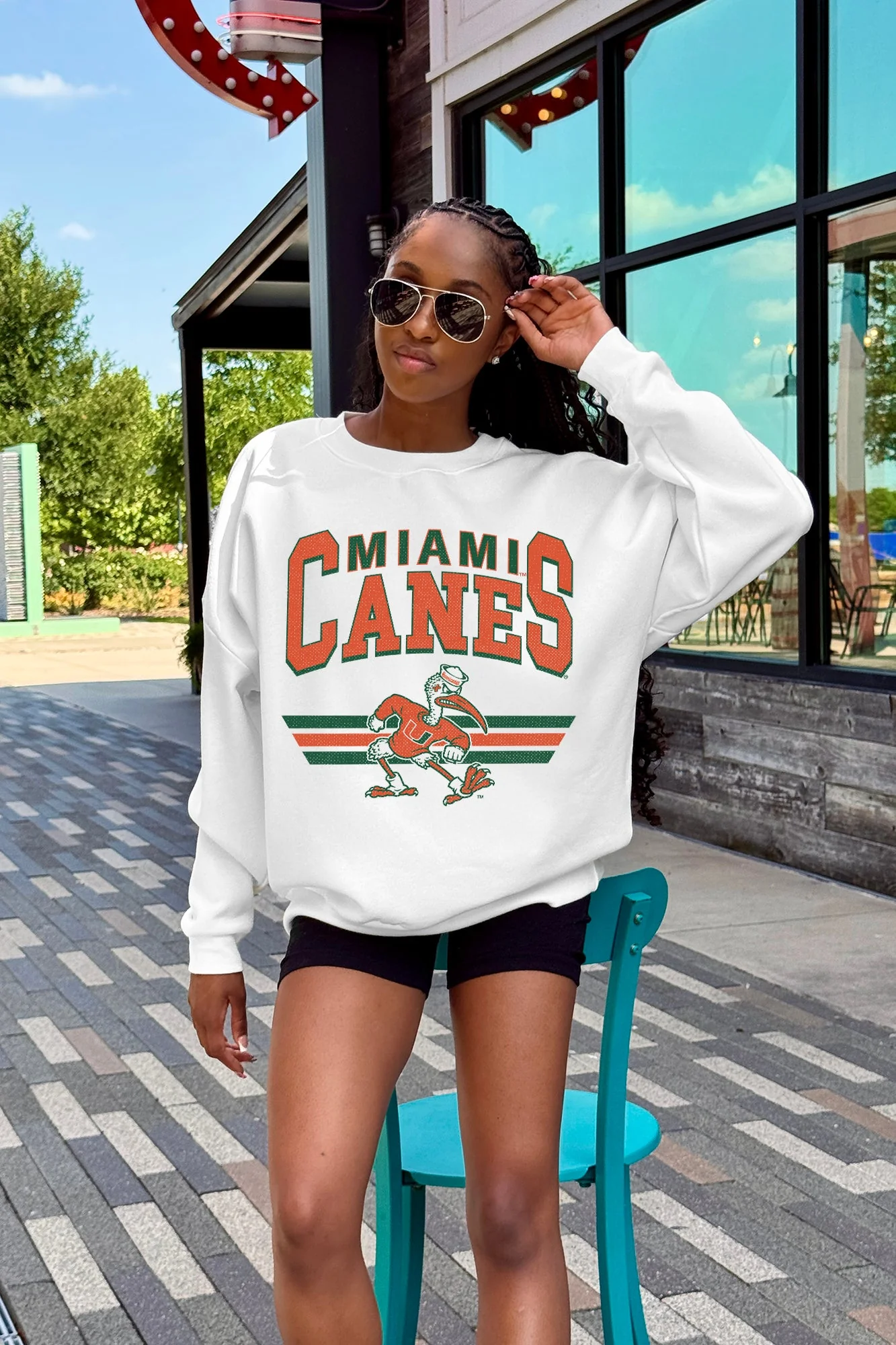 MIAMI HURRICANES SWIFT STRIKE PREMIUM FLEECE DROP SHOULDER CREWNECK PULLOVER - Image 2