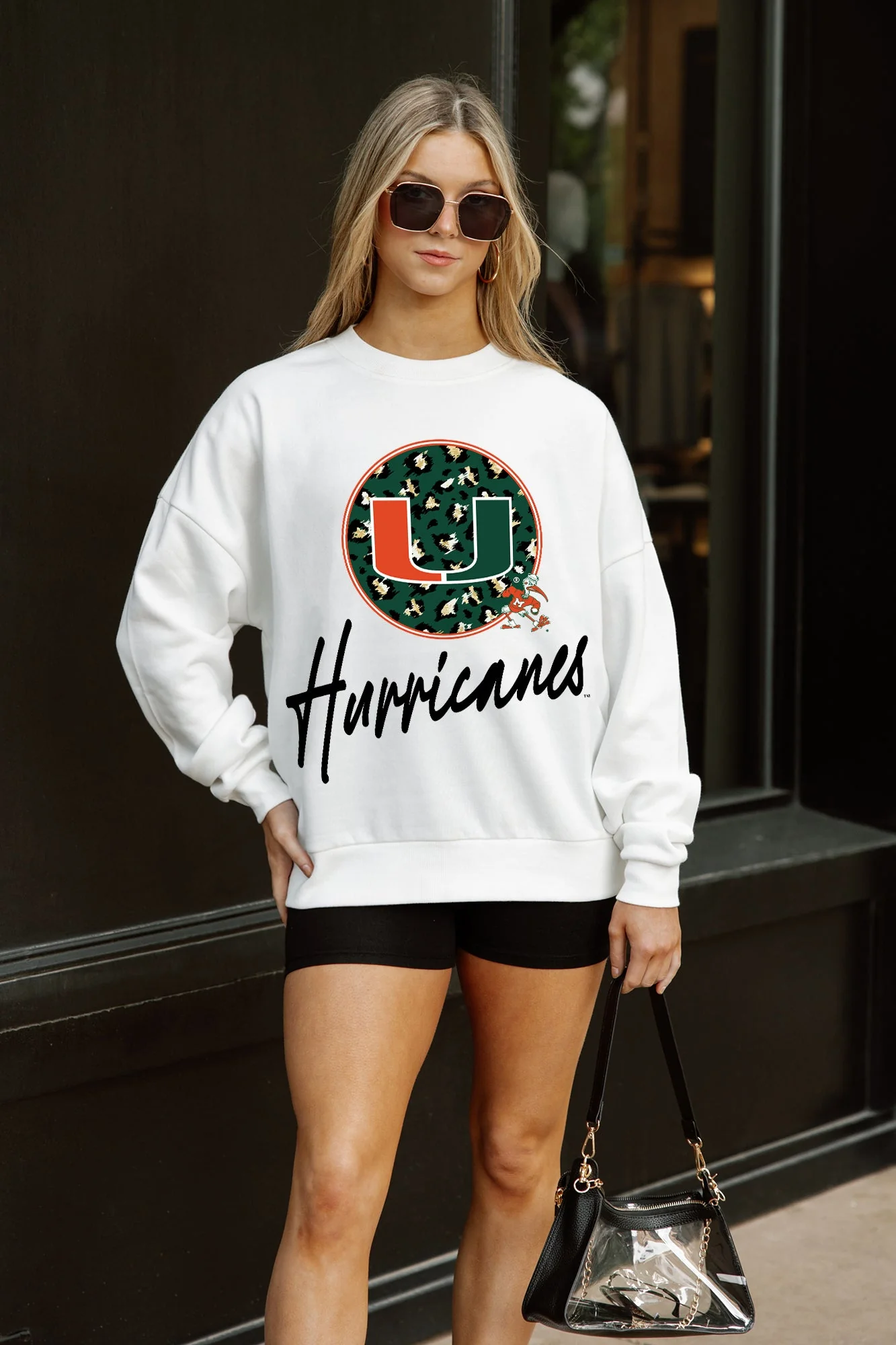 MIAMI HURRICANES WILD BREAKTHROUGH PREMIUM FLEECE CREWNECK PULLOVER