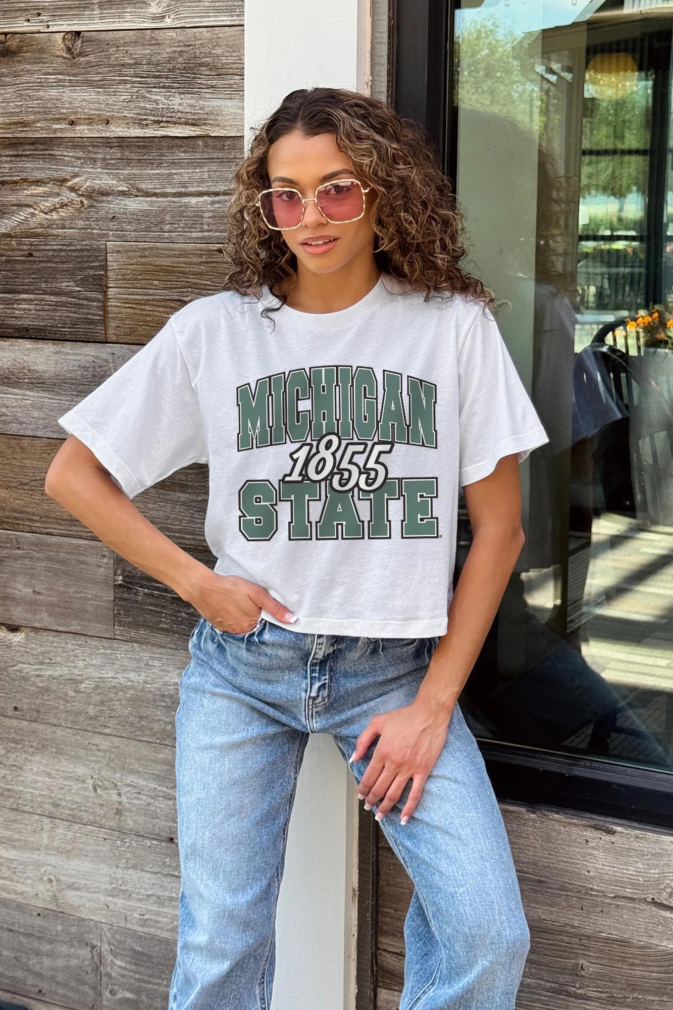 MICHIGAN STATE SPARTANS DEEP ROOTS BOXY FIT WOMEN'S CROPPED TEE - Image 3