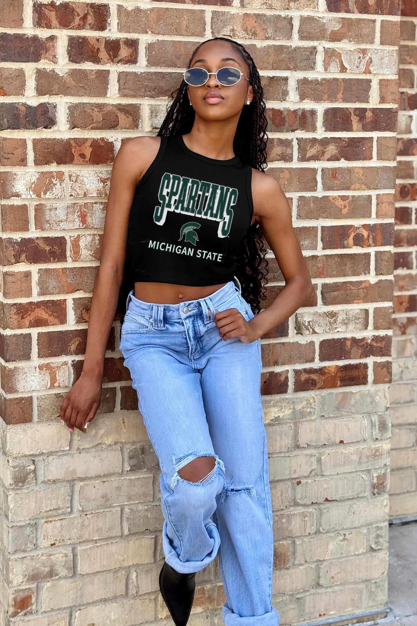 MICHIGAN STATE SPARTANS PURE VICTORY ESSENTIAL RIBBED CROP TANK - Image 3