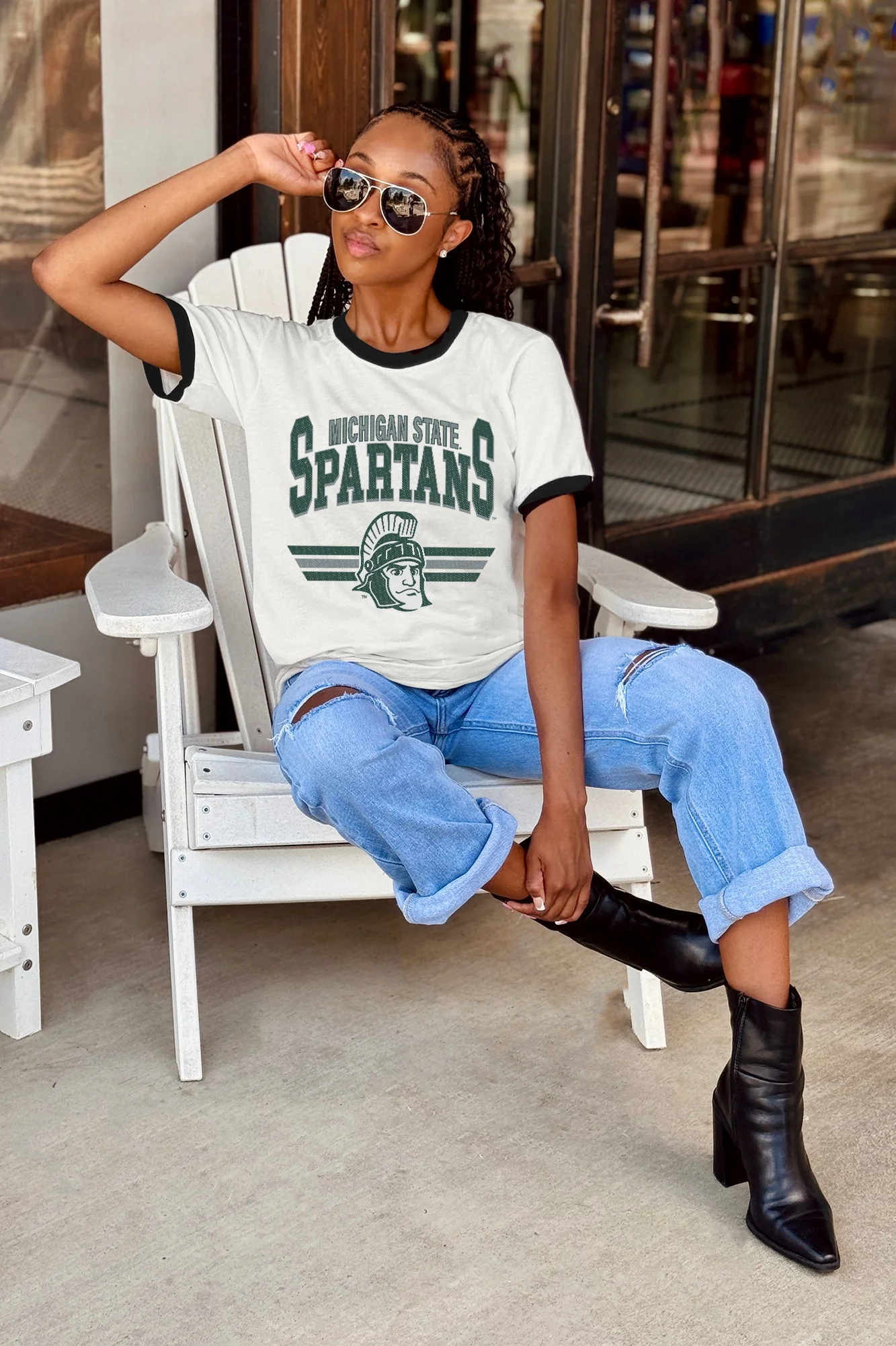 MICHIGAN STATE SPARTANS SWIFT STRIKE VINTAGE RINGER TEE - Image 3