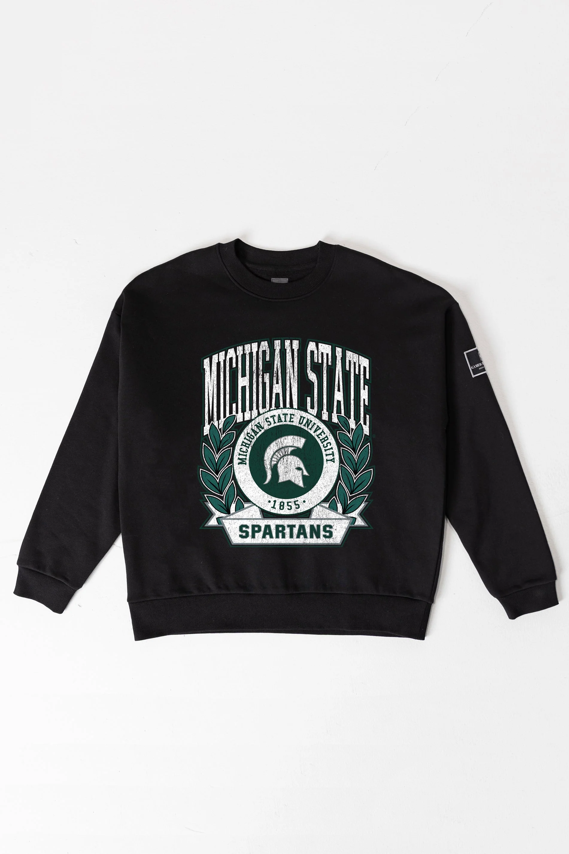 MICHIGAN STATE SPARTANS VICTORY LANE BLACK LABEL PREMIUM FLEECE CREW SWEATSHIRT - Image 8