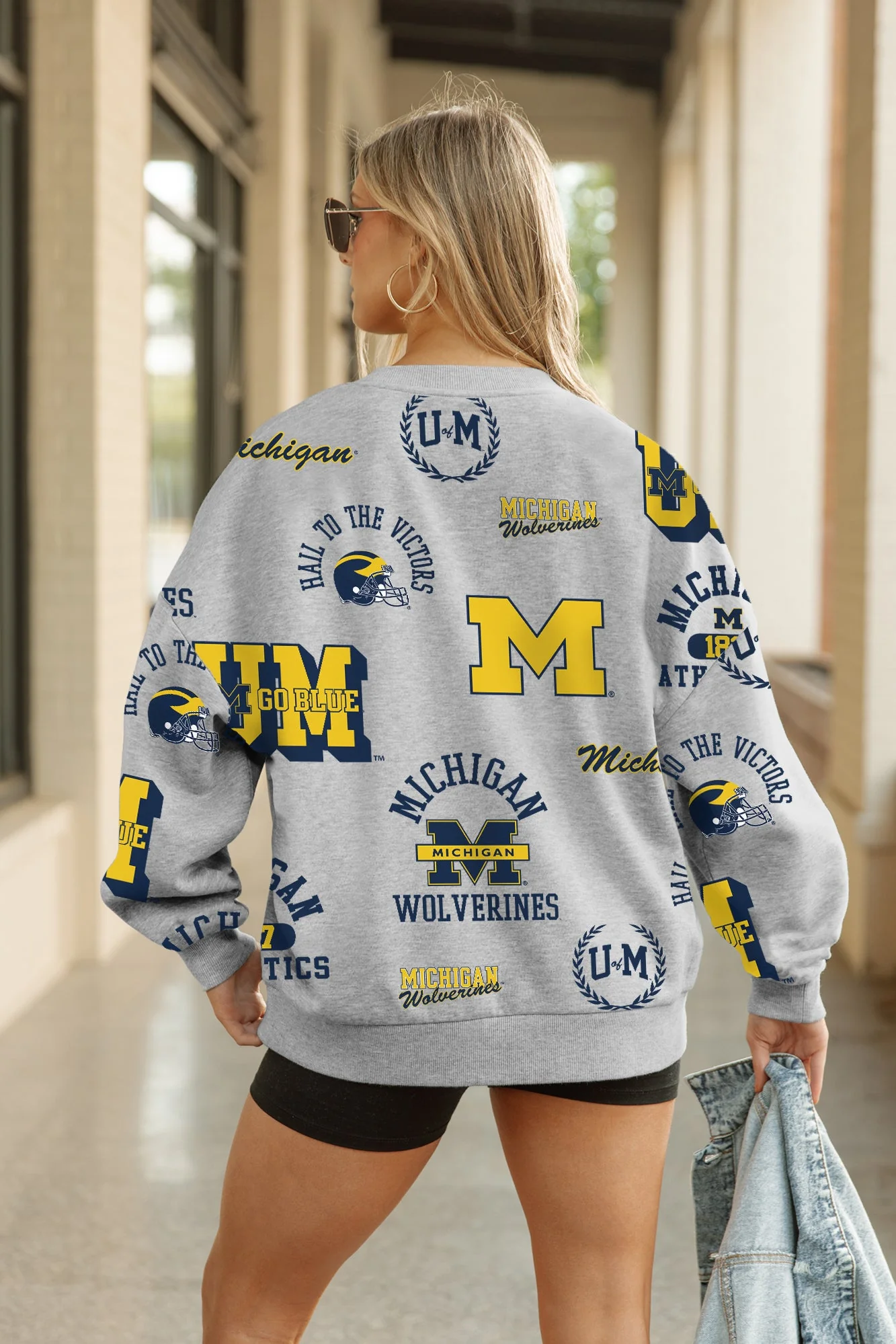 MICHIGAN WOLVERINES ALWAYS ON REPEAT PREMIUM FLEECE CREW SWEATSHIRT - Image 6