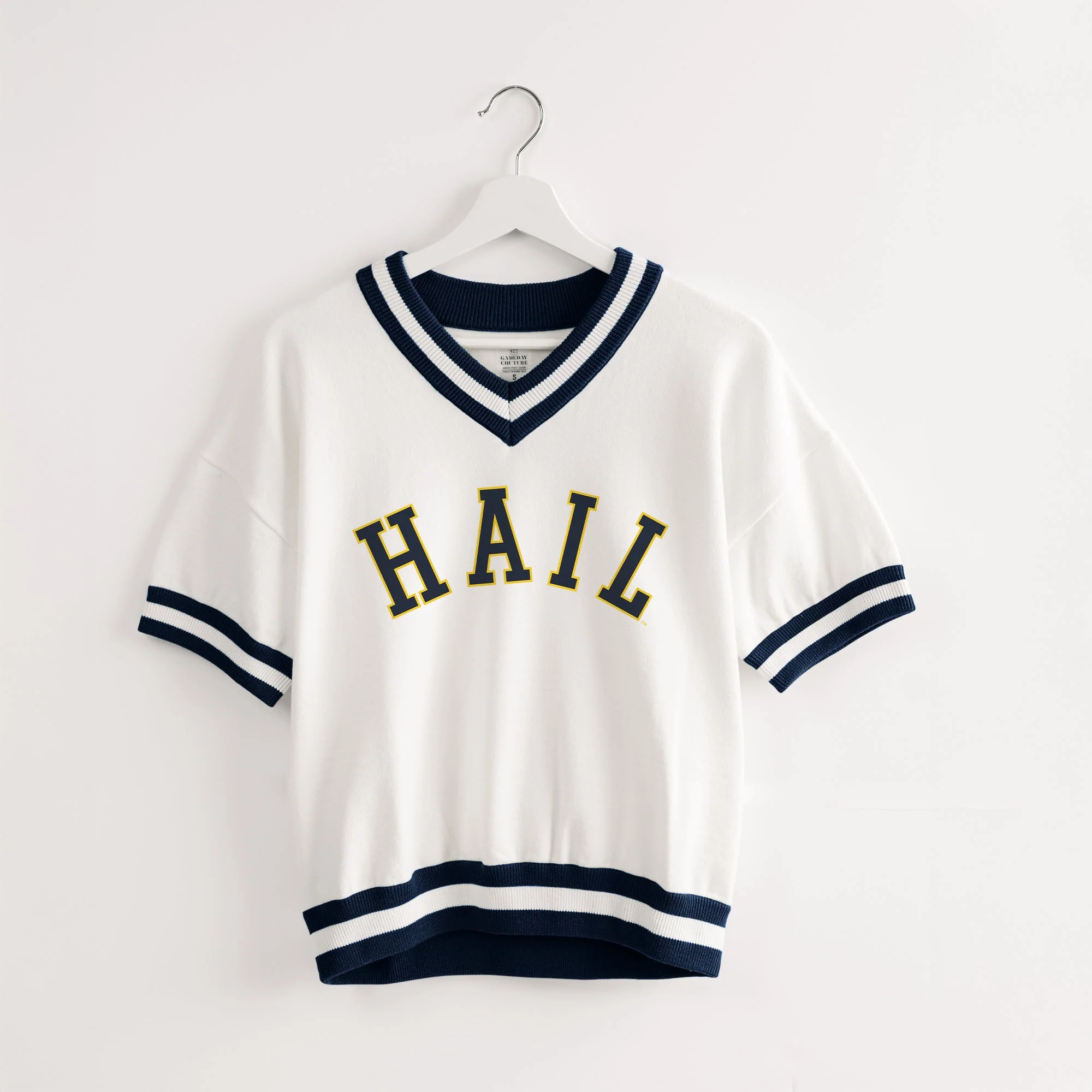 MICHIGAN WOLVERINES INFINITE CHARM VARSITY V-NECK SWEATER - Image 8