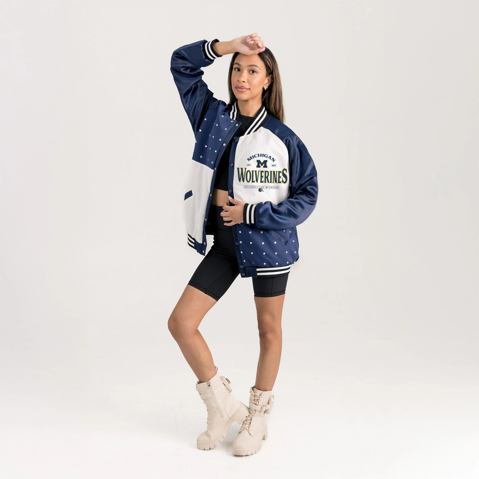 MICHIGAN WOLVERINES INNER DRIVE THROWBACK VARSITY BOMBER JACKET - Image 5