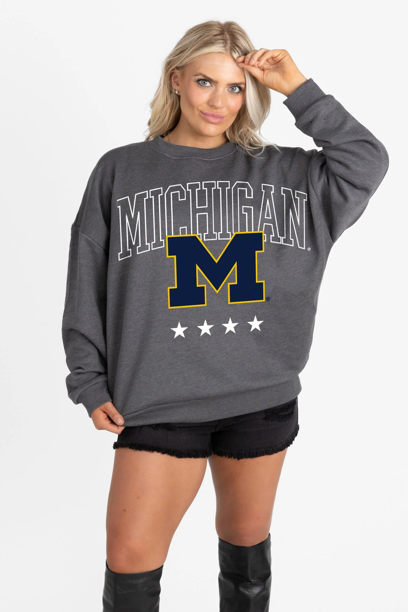 MICHIGAN WOLVERINES RISING STAR PREMIUM FLEECE CREWNECK PULLOVER - Image 6