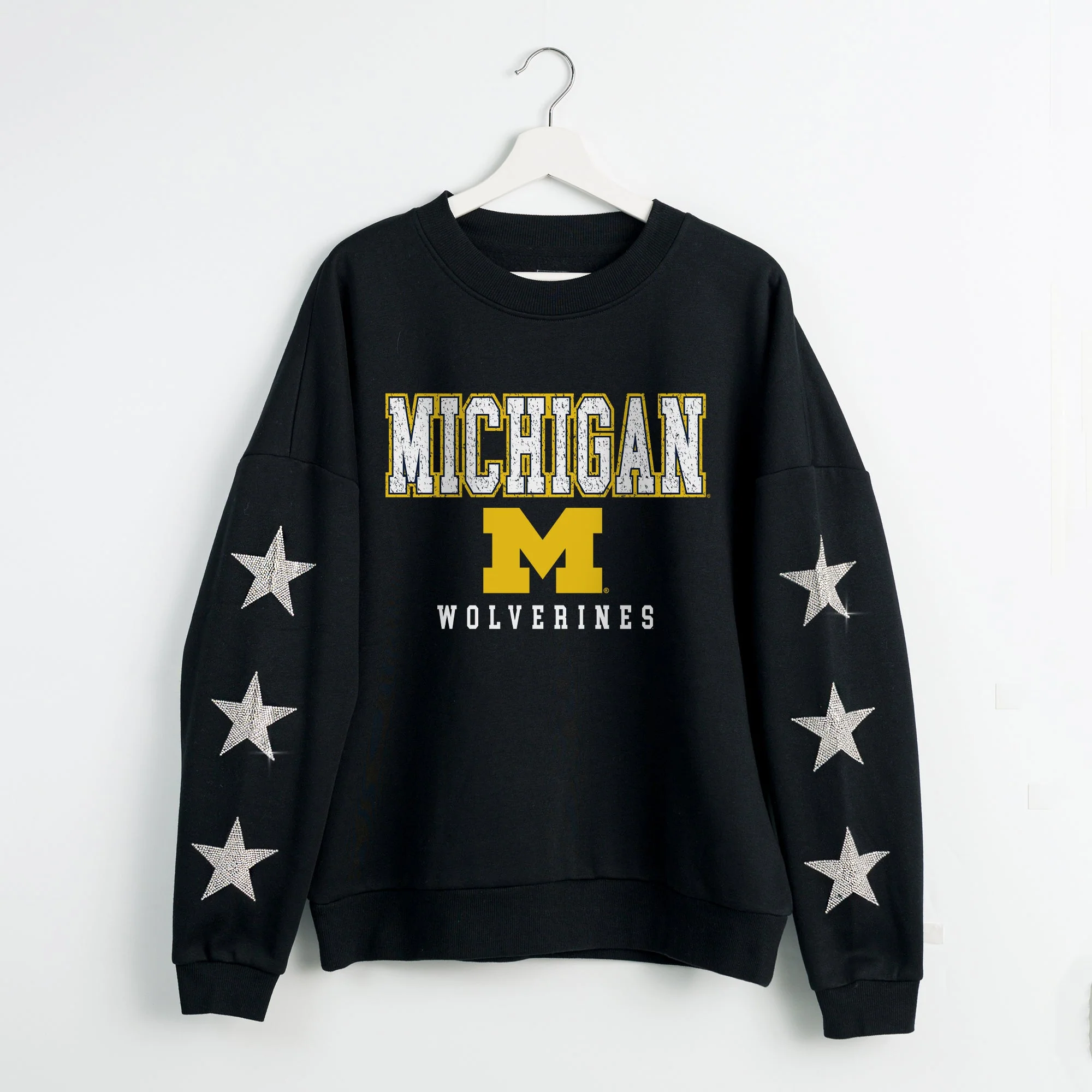 MICHIGAN WOLVERINES VELOCITY STAR EMBELLISHED CREW SWEATSHIRT - Image 8