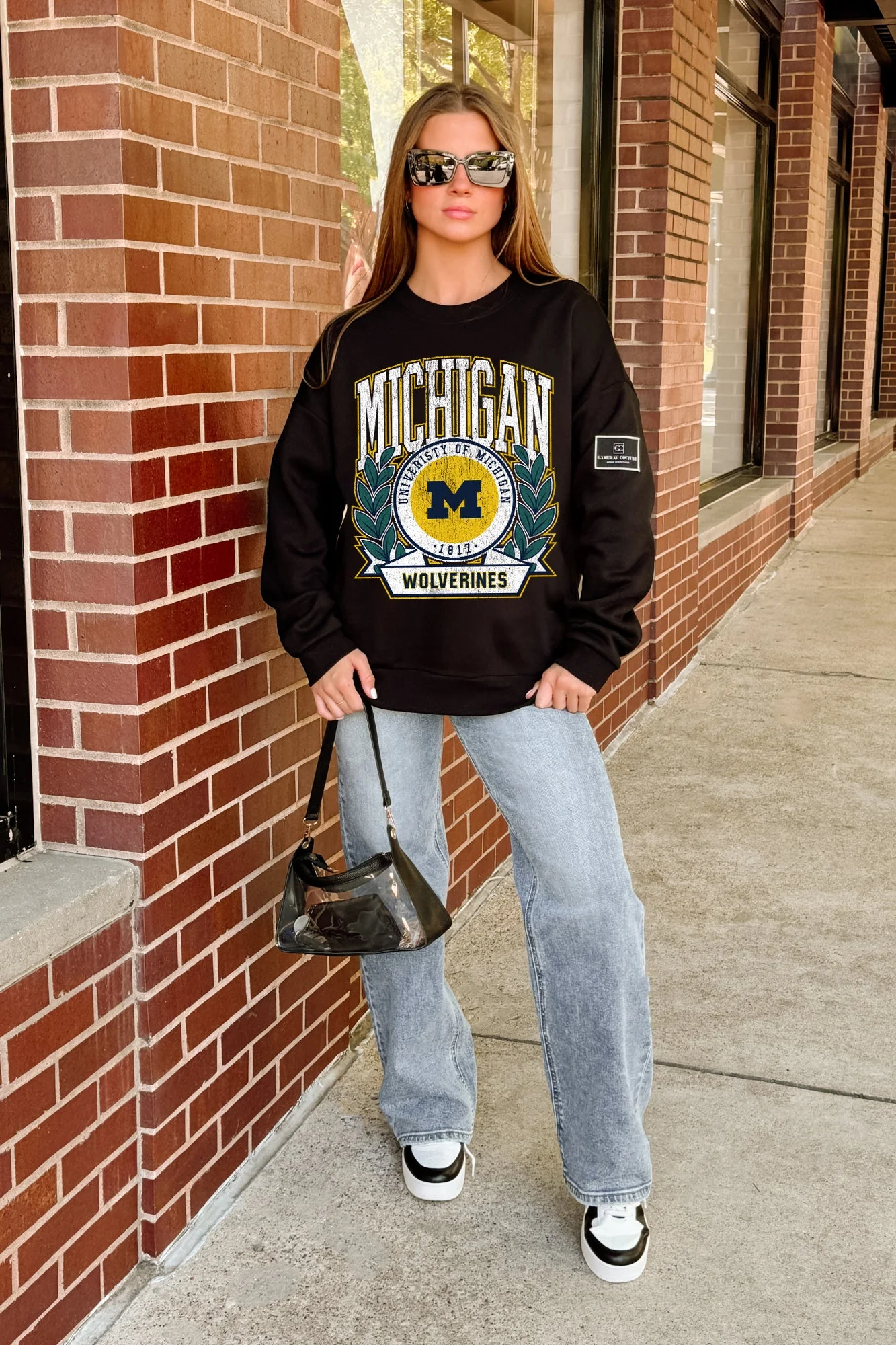 MICHIGAN WOLVERINES VICTORY LANE BLACK LABEL PREMIUM FLEECE CREW SWEATSHIRT - Image 3
