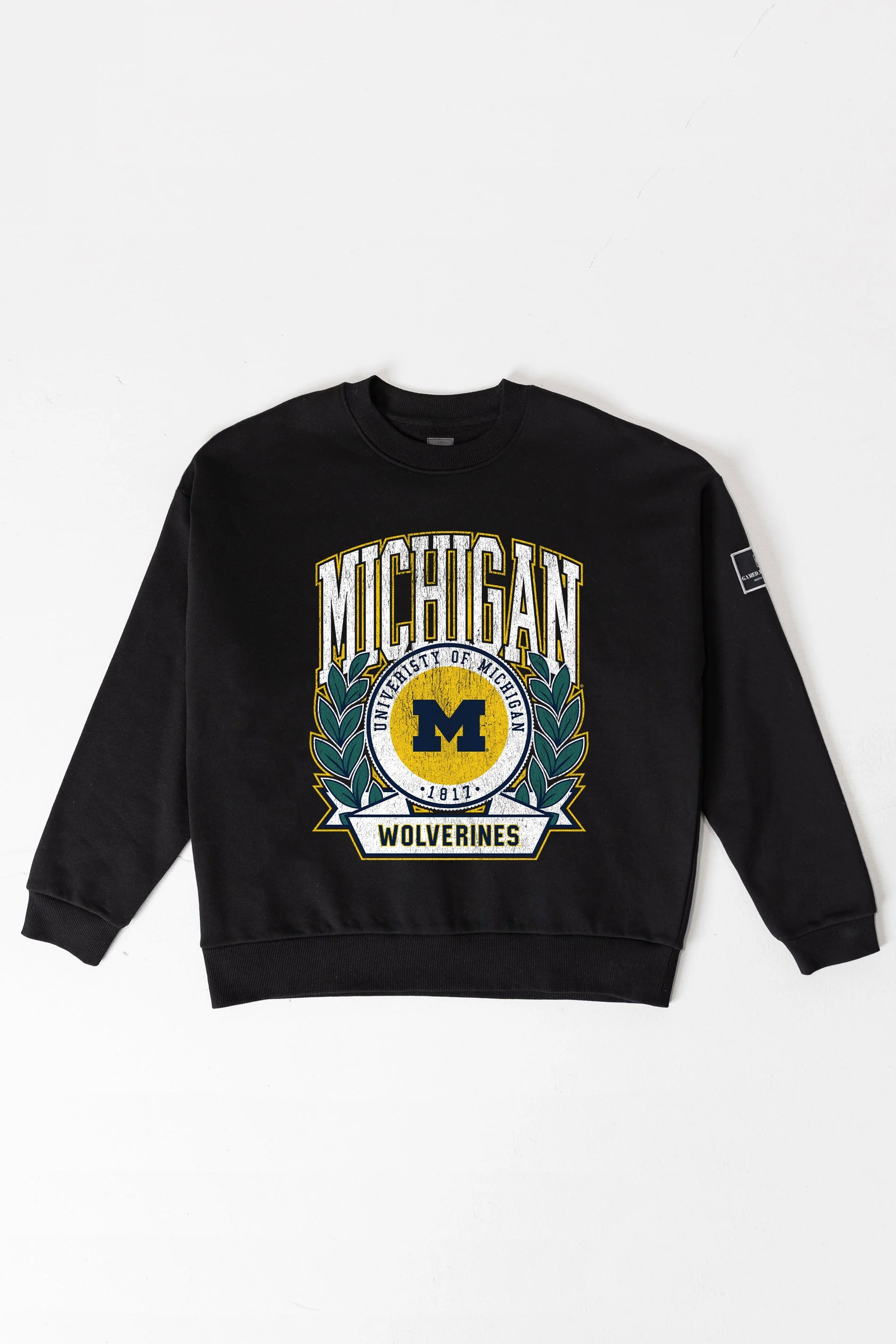 MICHIGAN WOLVERINES VICTORY LANE BLACK LABEL PREMIUM FLEECE CREW SWEATSHIRT - Image 8
