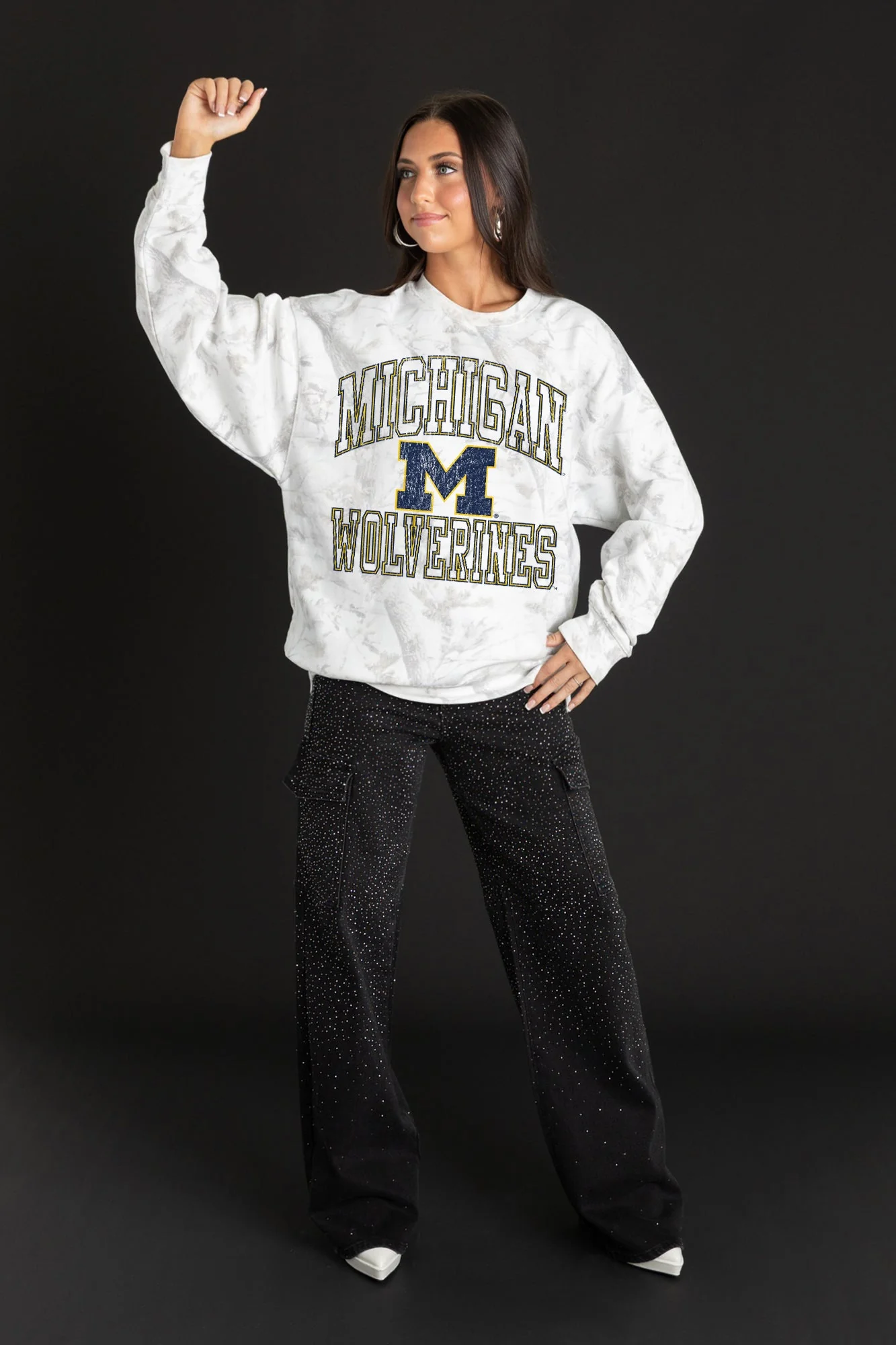 MICHIGAN WOLVERINES WHITEOUT PREMIUM DROP SHOULDER CAMO PULLOVER - Image 4