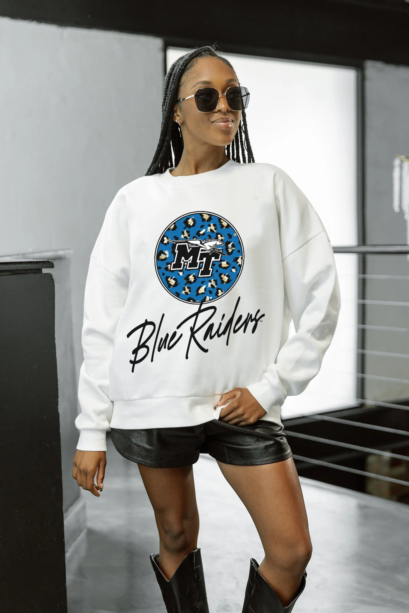 MIDDLE TENNESSEE STATE BLUE RAIDERS WILD BREAKTHROUGH PREMIUM FLEECE CREWNECK PULLOVER - Image 3
