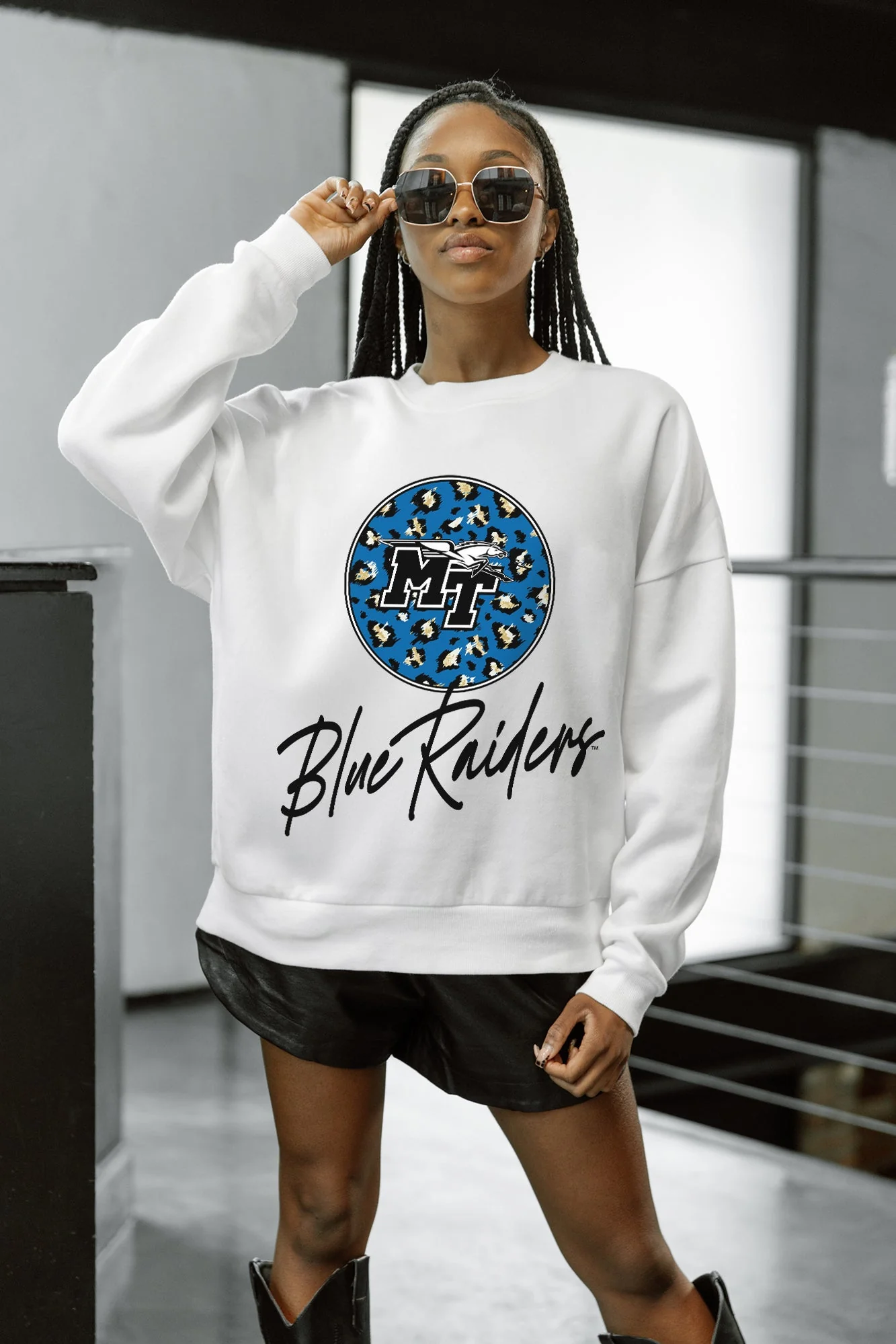 MIDDLE TENNESSEE STATE BLUE RAIDERS WILD BREAKTHROUGH PREMIUM FLEECE CREWNECK PULLOVER - Image 4