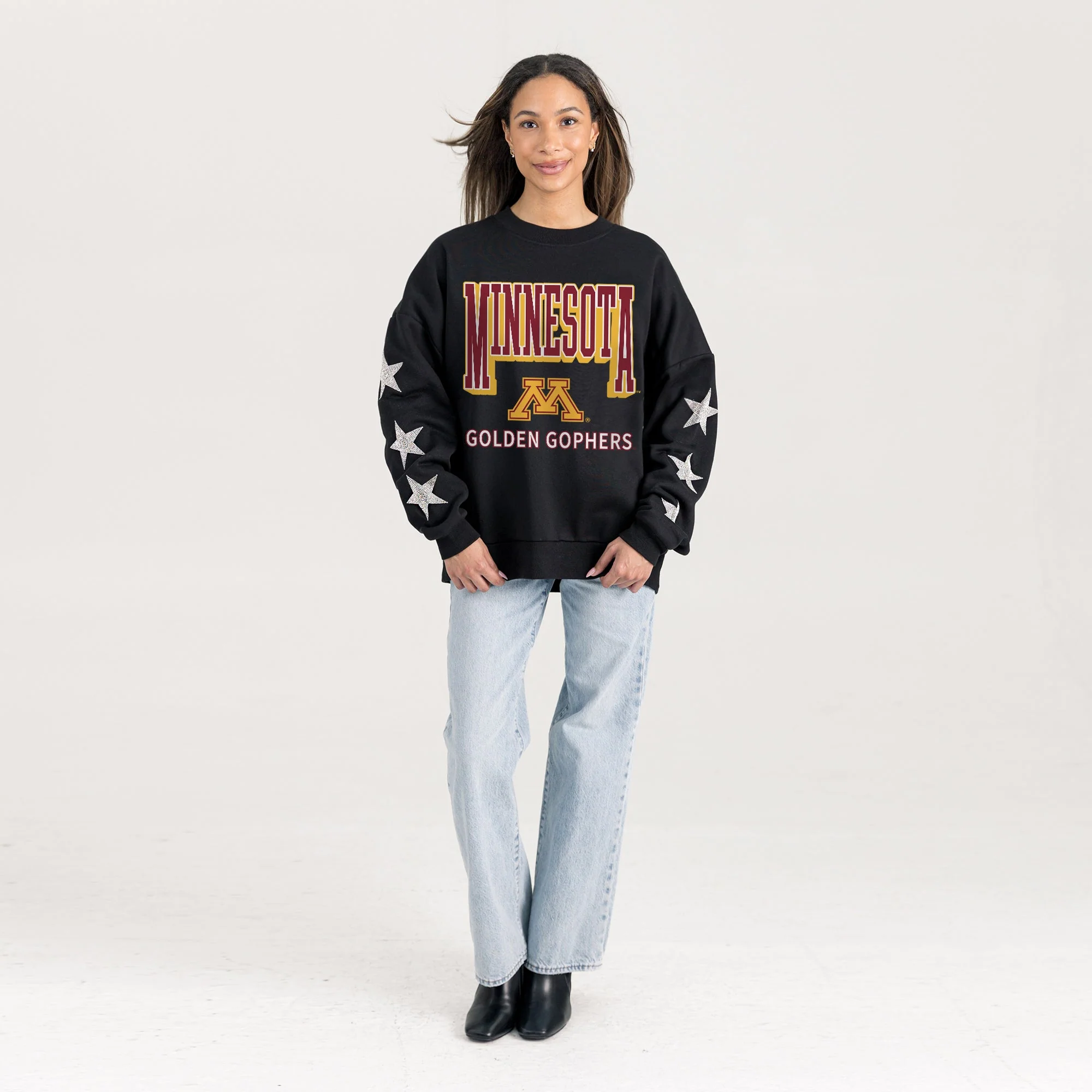 MINNESOTA GOLDEN GOPHERS PURE VICTORY EMBELLISHED STAR SLEEVE CREWNECK PULLOVER - Image 4
