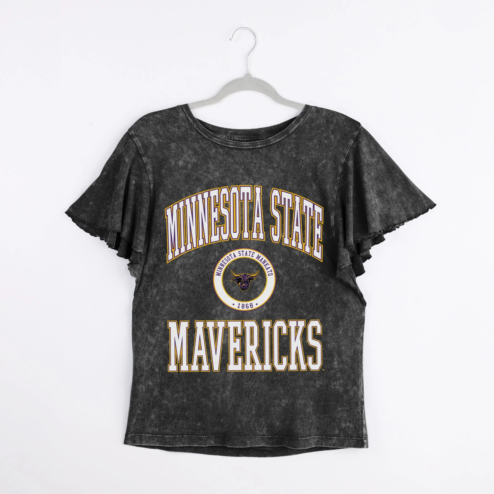 MINNESOTA STATE MANKATO MAVERICKS VICTORY MODE FLUTTER SLEEVE TEE IN BLACK - Image 8
