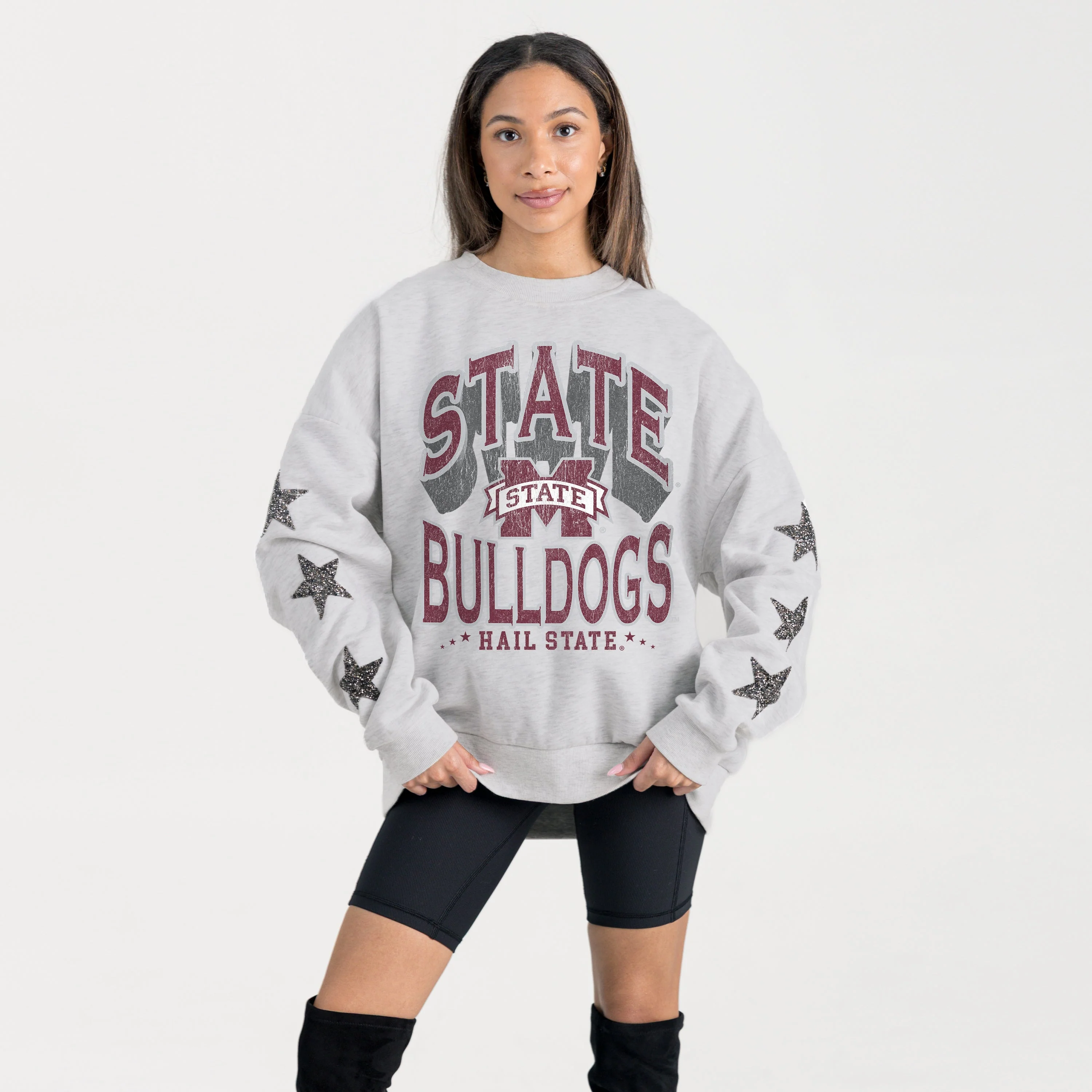 MISSISSIPPI STATE BULLDOGS RESILIENCE STAR EMBELLISHED CREW SWEATSHIRT - Image 5
