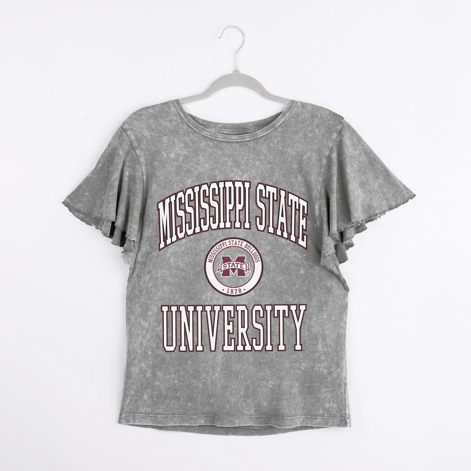 MISSISSIPPI STATE BULLDOGS VICTORY MODE FLUTTER SLEEVE TEE IN GREY - Image 6