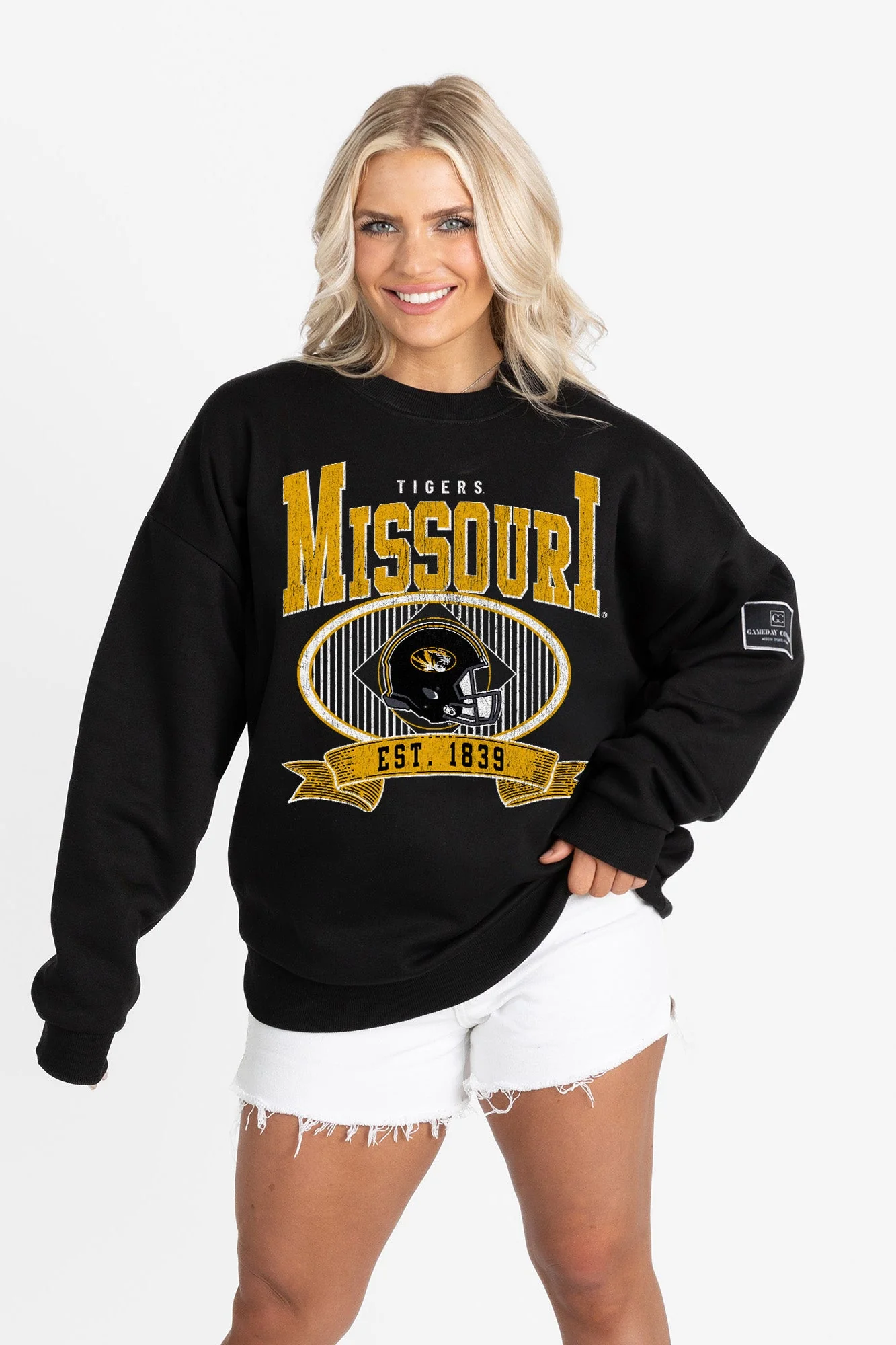 MISSOURI TIGERS BOLD CHEERS BLACK LABEL PREMIUM FLEECE CREW SWEATSHIRT - Image 6