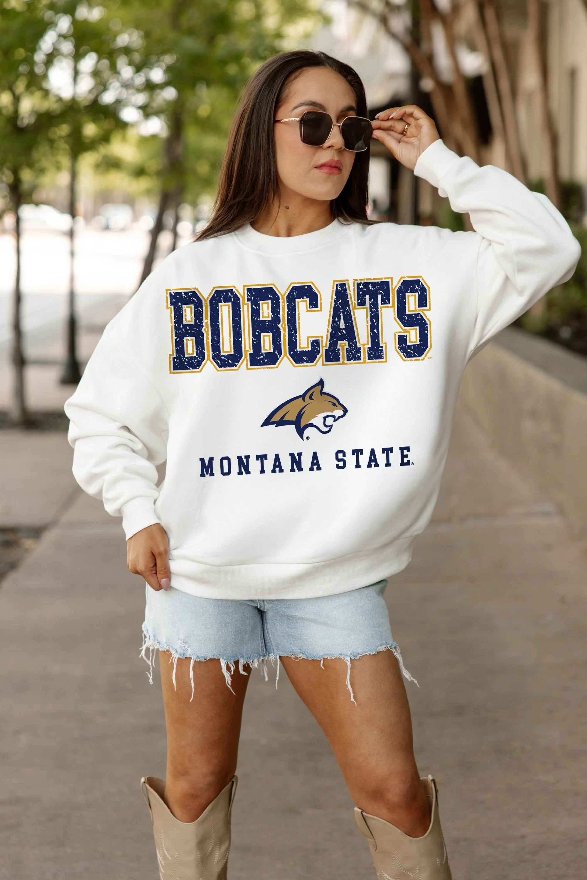 MONTANA STATE BOBCATS FREESTYLE PREMIUM FLEECE CREWNECK PULLOVER - Image 2