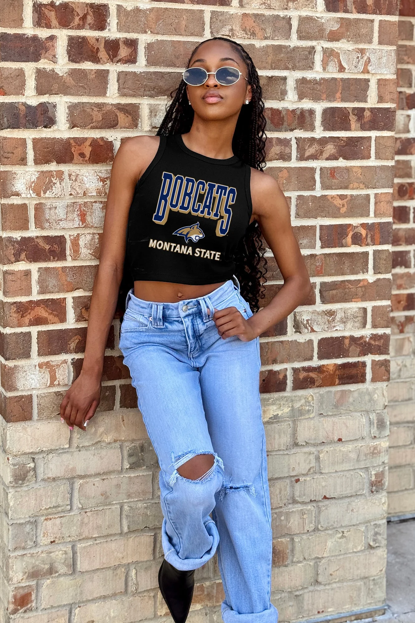 MONTANA STATE BOBCATS PURE VICTORY ESSENTIAL RIBBED CROP TANK - Image 3