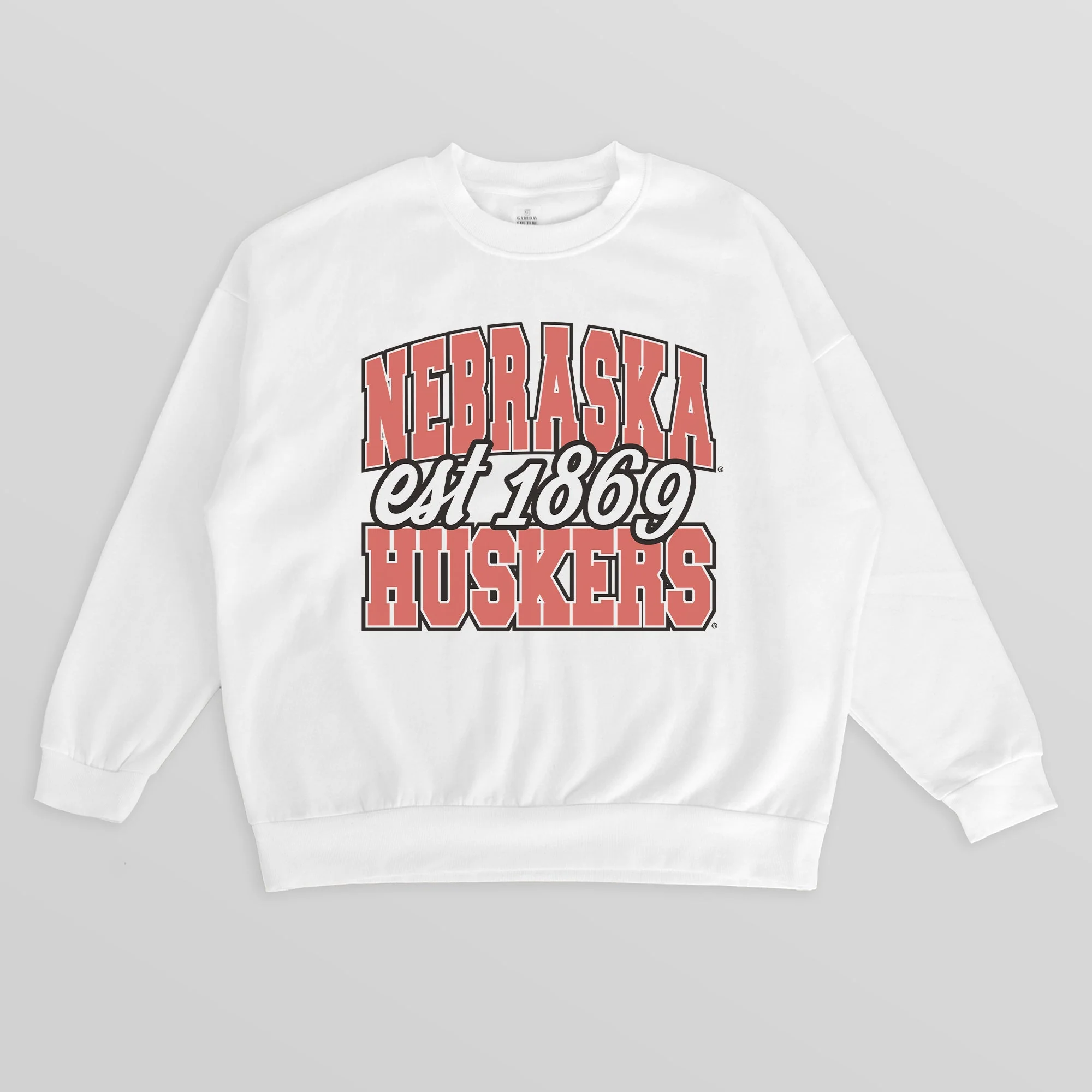 NEBRASKA CORNHUSKERS FADED FORMATION PREMIUM FLEECE DROP SHOULDER CREWNECK PULLOVER