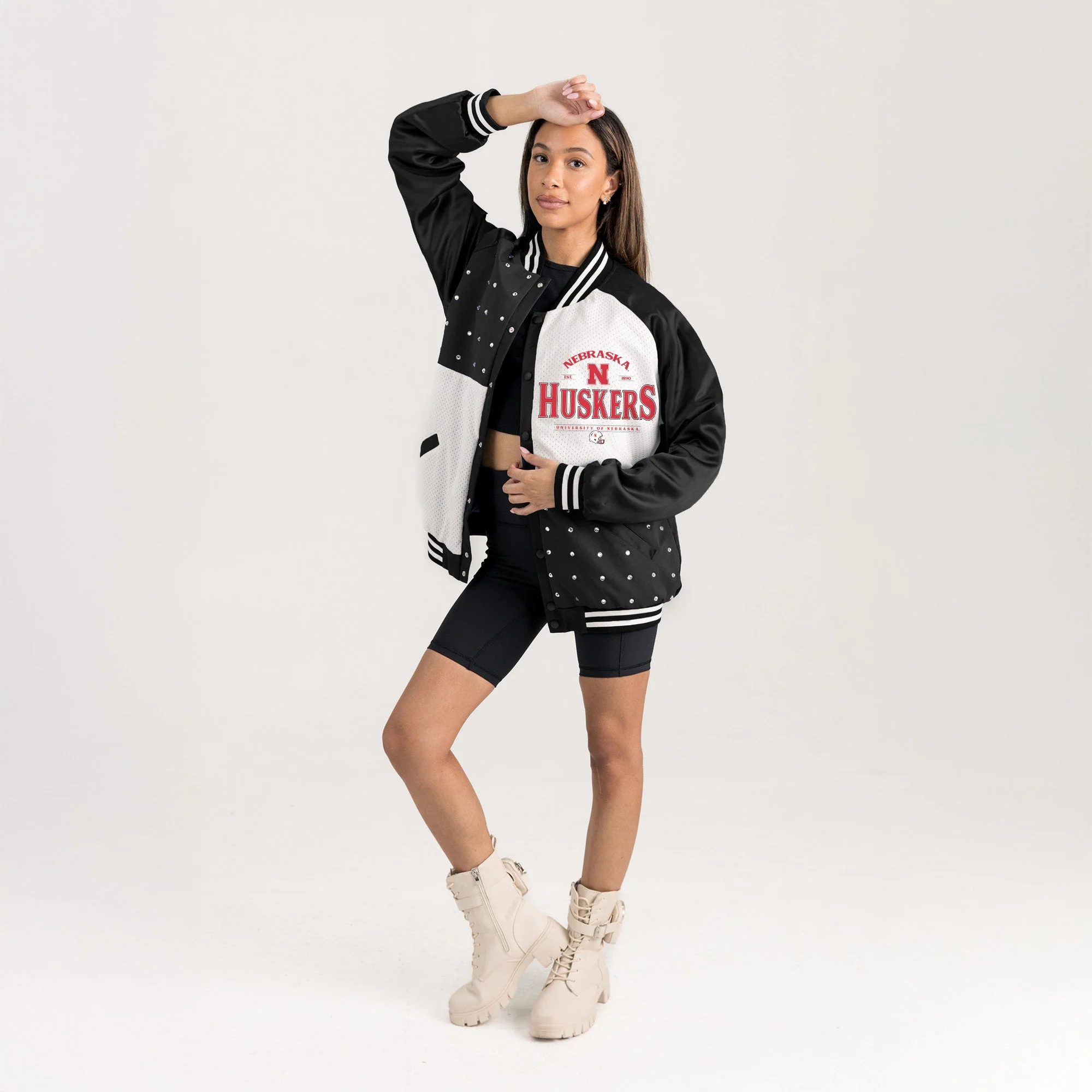 NEBRASKA CORNHUSKERS INNER DRIVE THROWBACK VARSITY BOMBER JACKET - Image 5