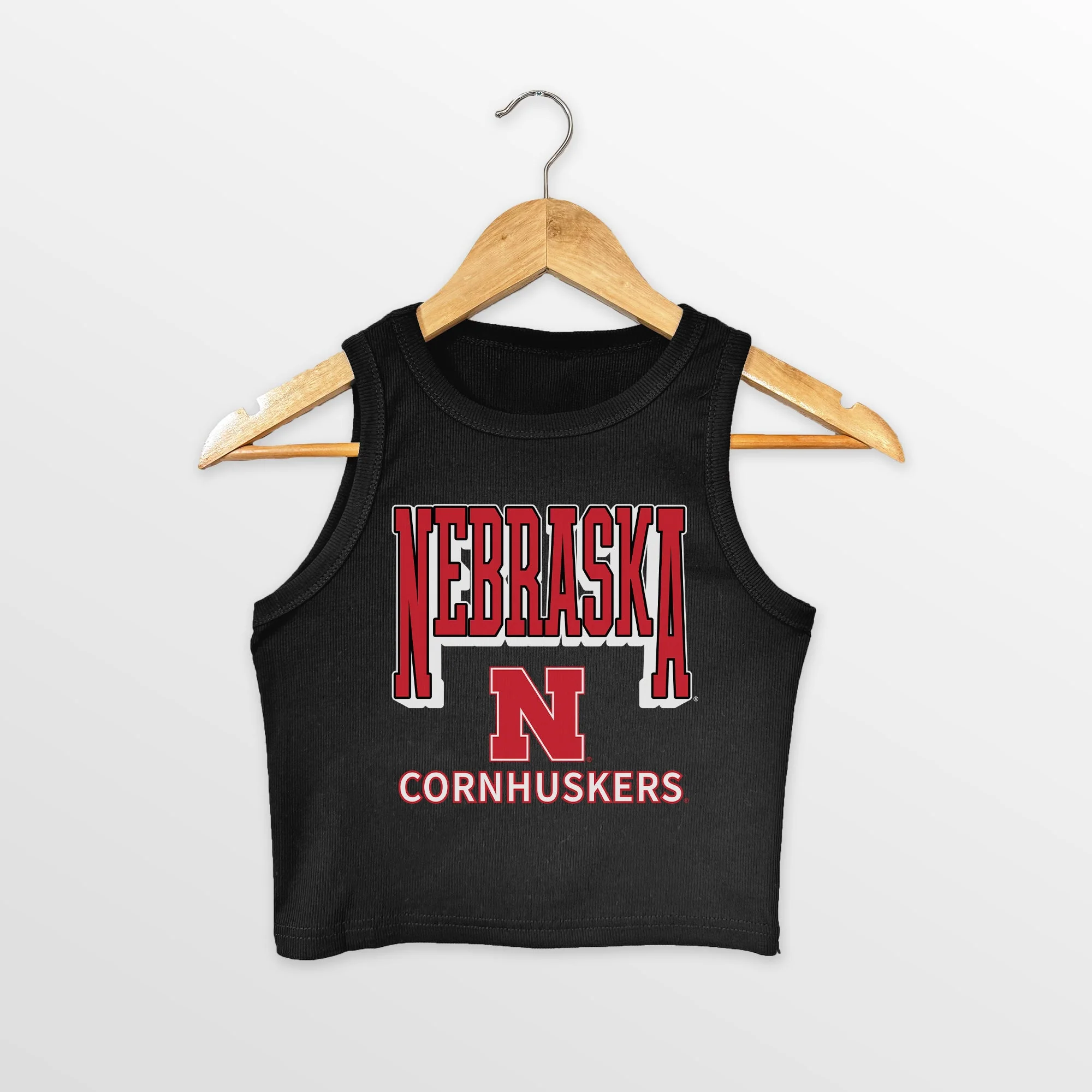 NEBRASKA CORNHUSKERS PURE VICTORY ESSENTIAL RIBBED CROP TANK