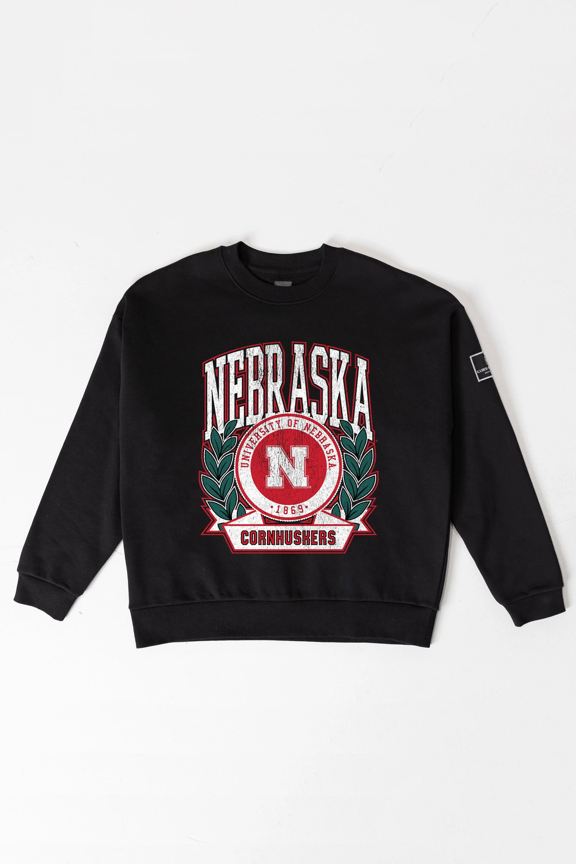 NEBRASKA CORNHUSKERS VICTORY LANE BLACK LABEL PREMIUM FLEECE CREW SWEATSHIRT - Image 8