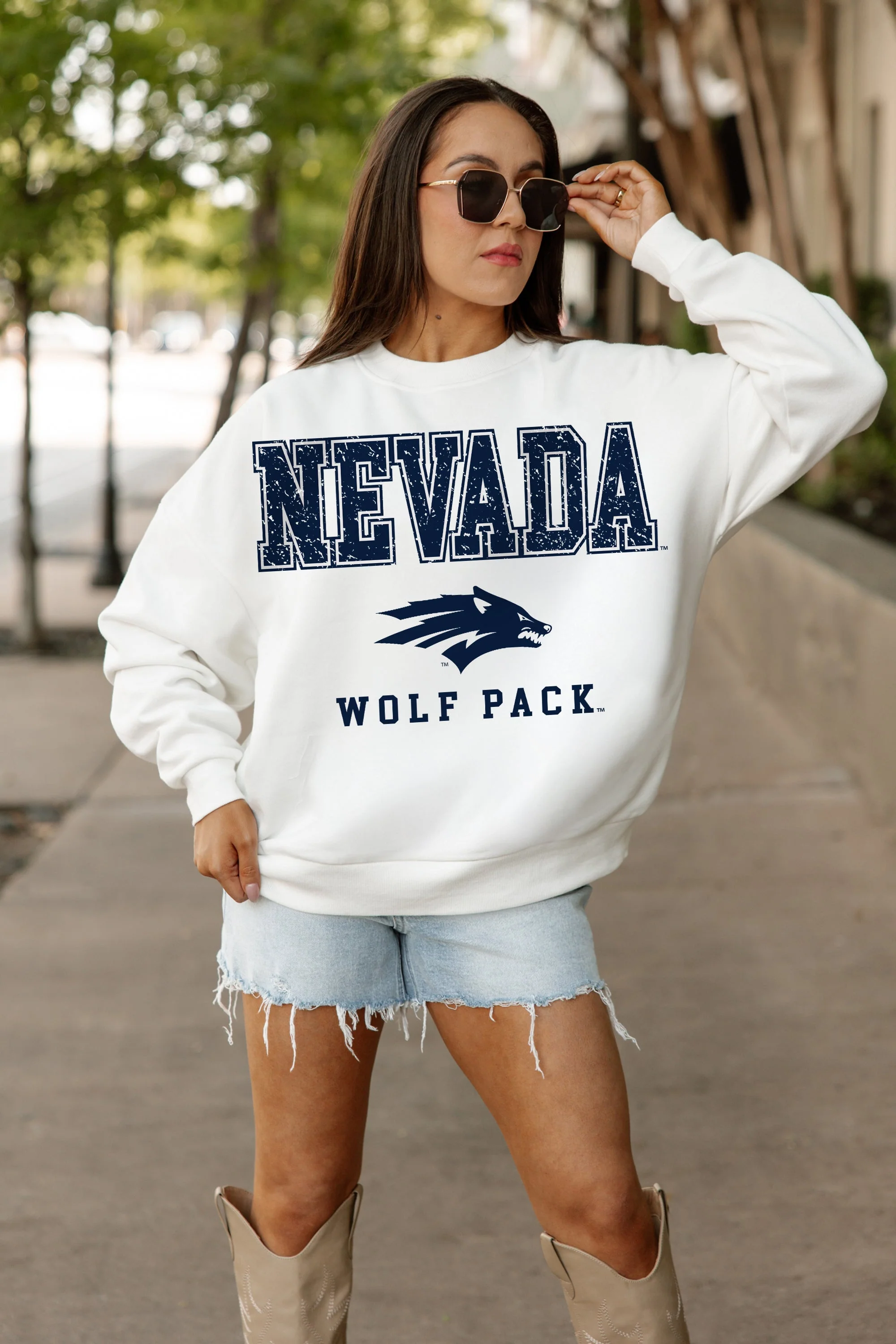 NEVADA WOLF PACK FREESTYLE PREMIUM FLEECE CREWNECK PULLOVER - Image 2