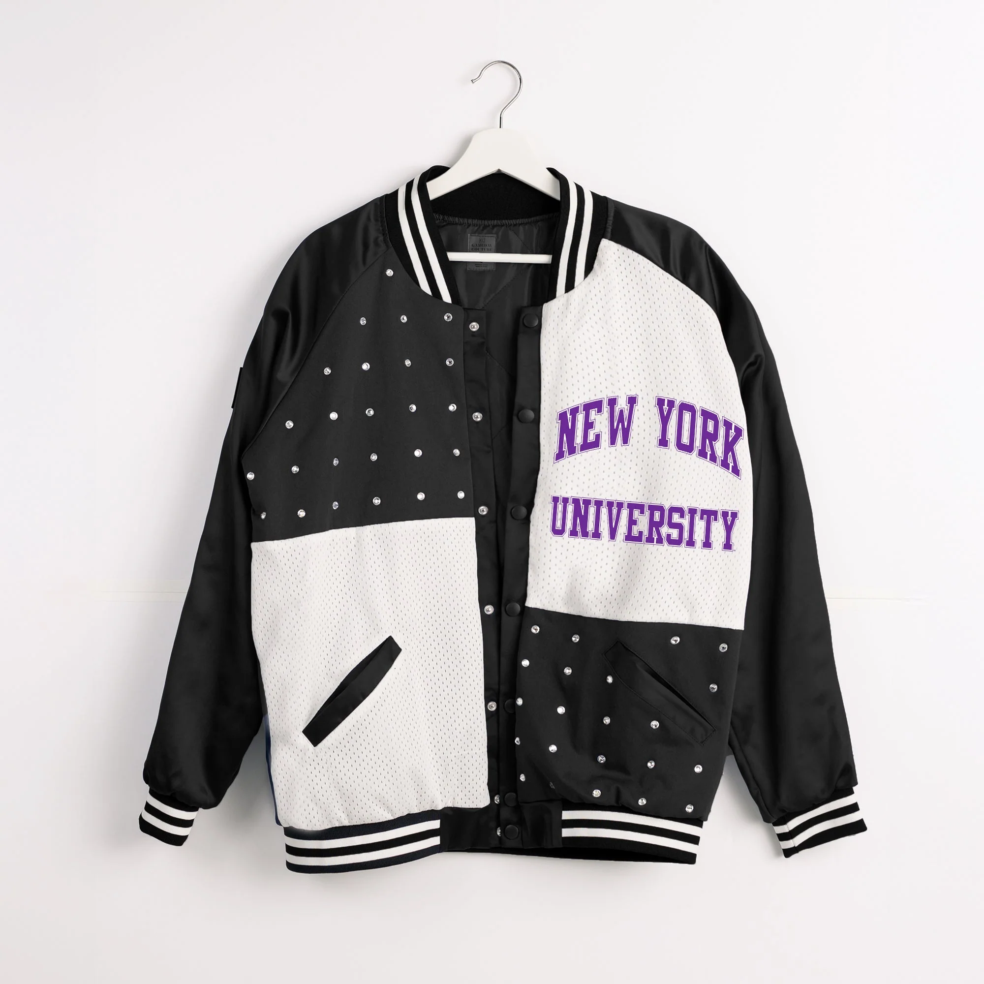 NEW YORK UNIVERSITY VIOLETS REFINED RIVALRY THROWBACK VARSITY BOMBER JACKET - Image 8