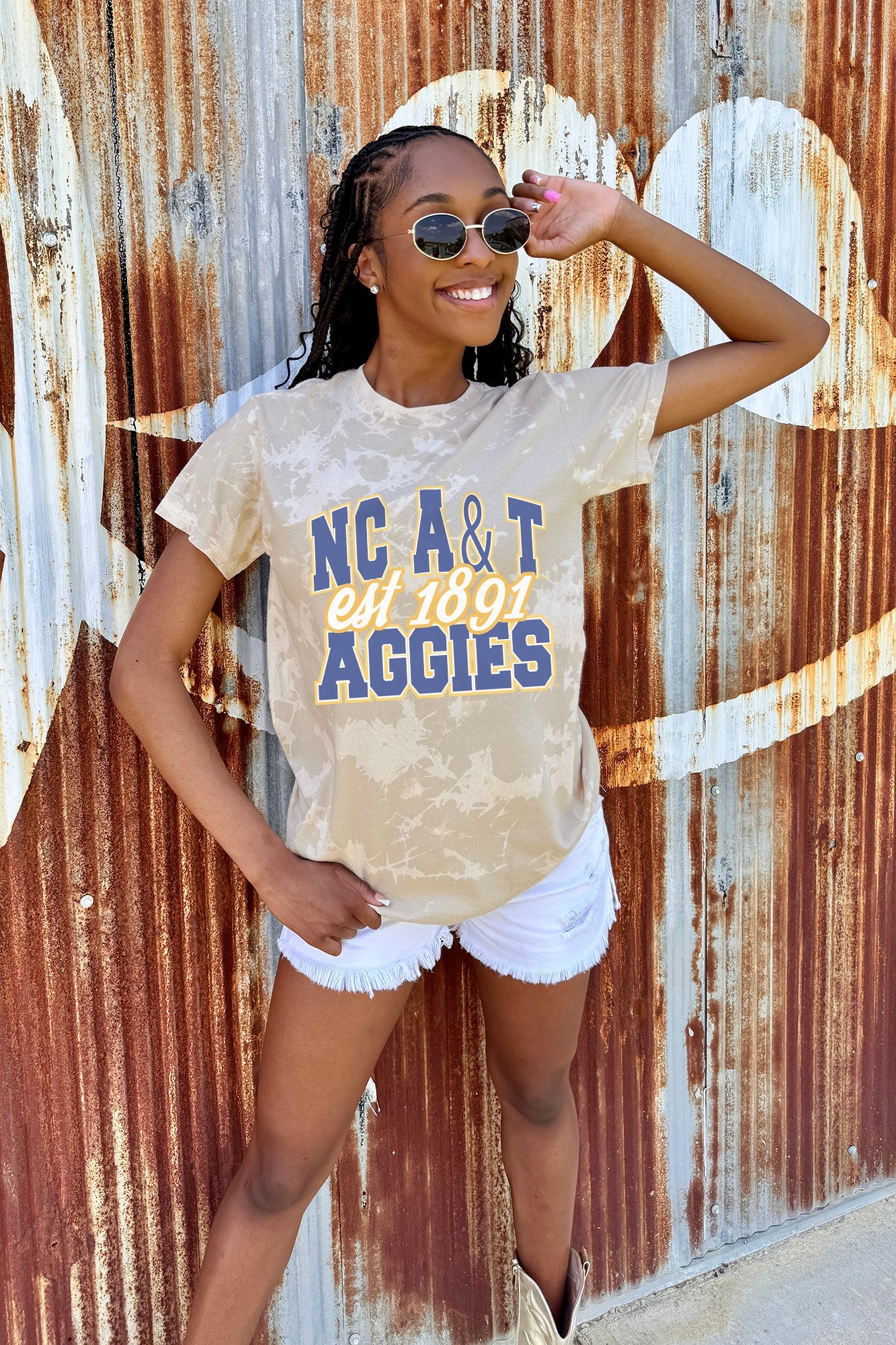NORTH CAROLINA A&T STATE AGGIES DEEP ROOTS BLEACH WASH TEE - Image 3