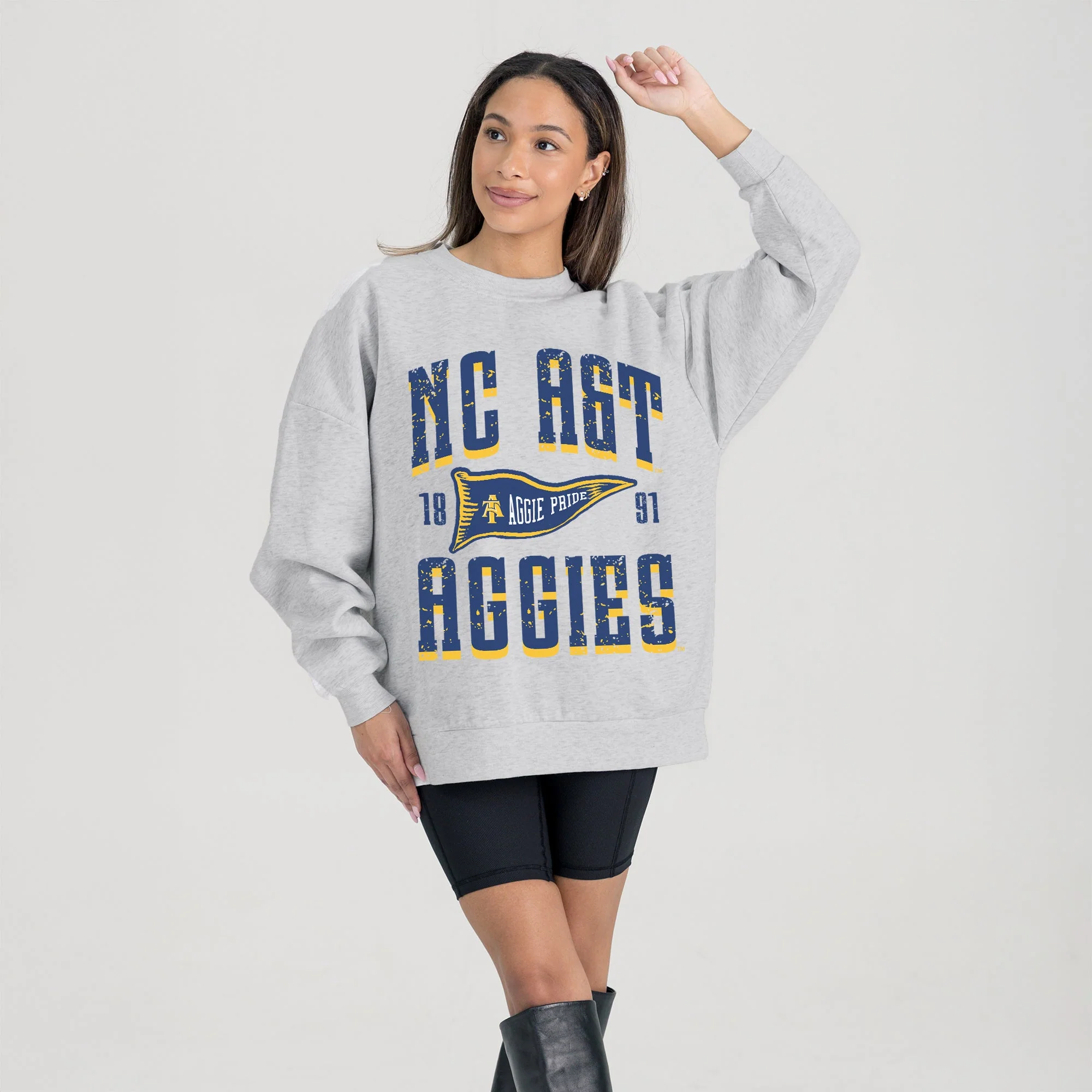 NORTH CAROLINA A&T STATE AGGIES PENNANT PRIDE PREMIUM FLEECE DROP SHOULDER CREWNECK PULLOVER - Image 4