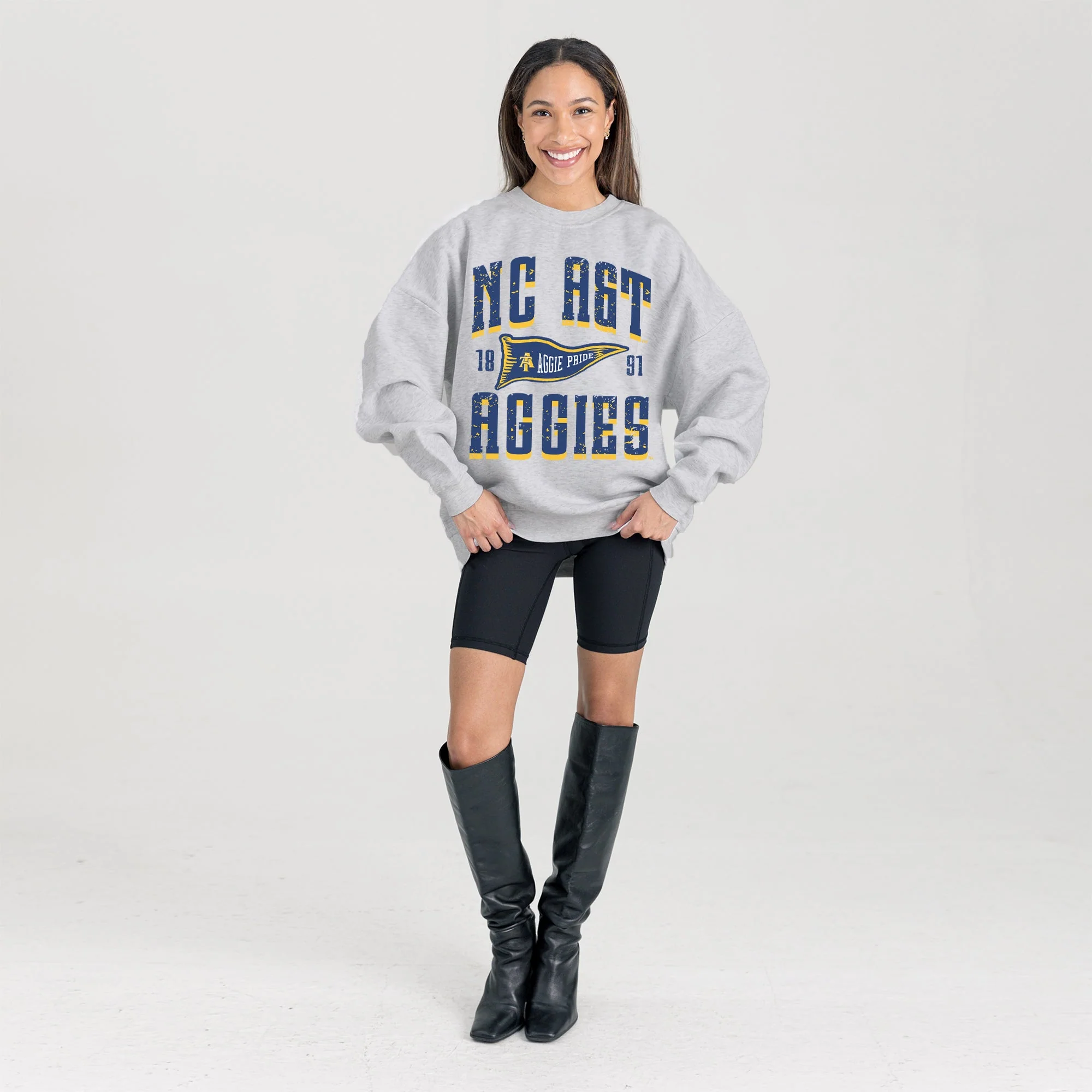 NORTH CAROLINA A&T STATE AGGIES PENNANT PRIDE PREMIUM FLEECE DROP SHOULDER CREWNECK PULLOVER - Image 6