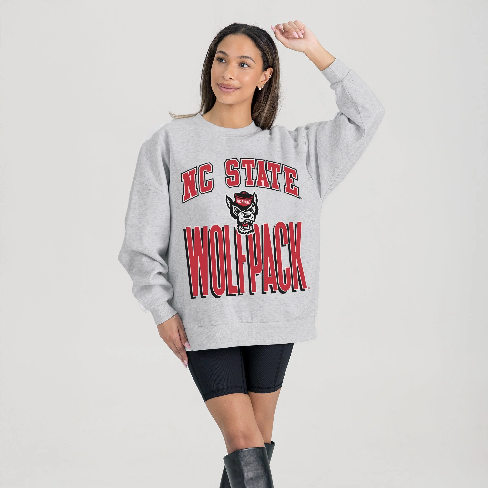 NORTH CAROLINA STATE WOLFPACK FIERCE FOCUS PREMIUM FLEECE DROP SHOULDER CREWNECK PULLOVER