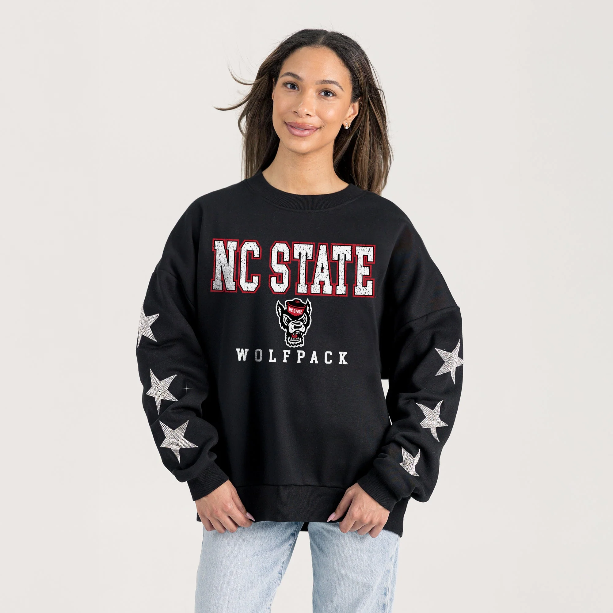 NORTH CAROLINA STATE WOLFPACK VELOCITY STAR EMBELLISHED CREW SWEATSHIRT - Image 5