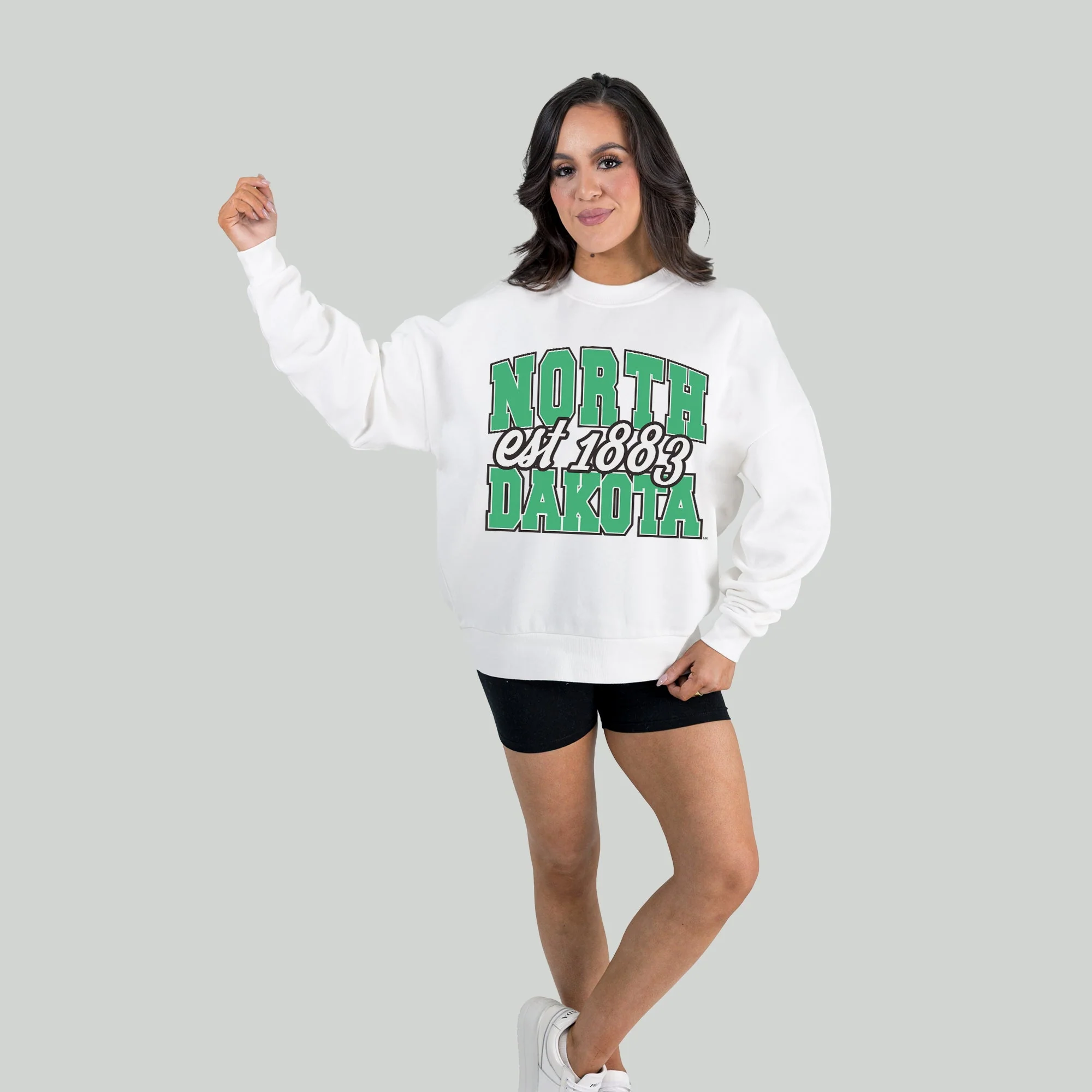 NORTH DAKOTA FIGHTING HAWKS FADED FORMATION PREMIUM FLEECE DROP SHOULDER CREWNECK PULLOVER - Image 4