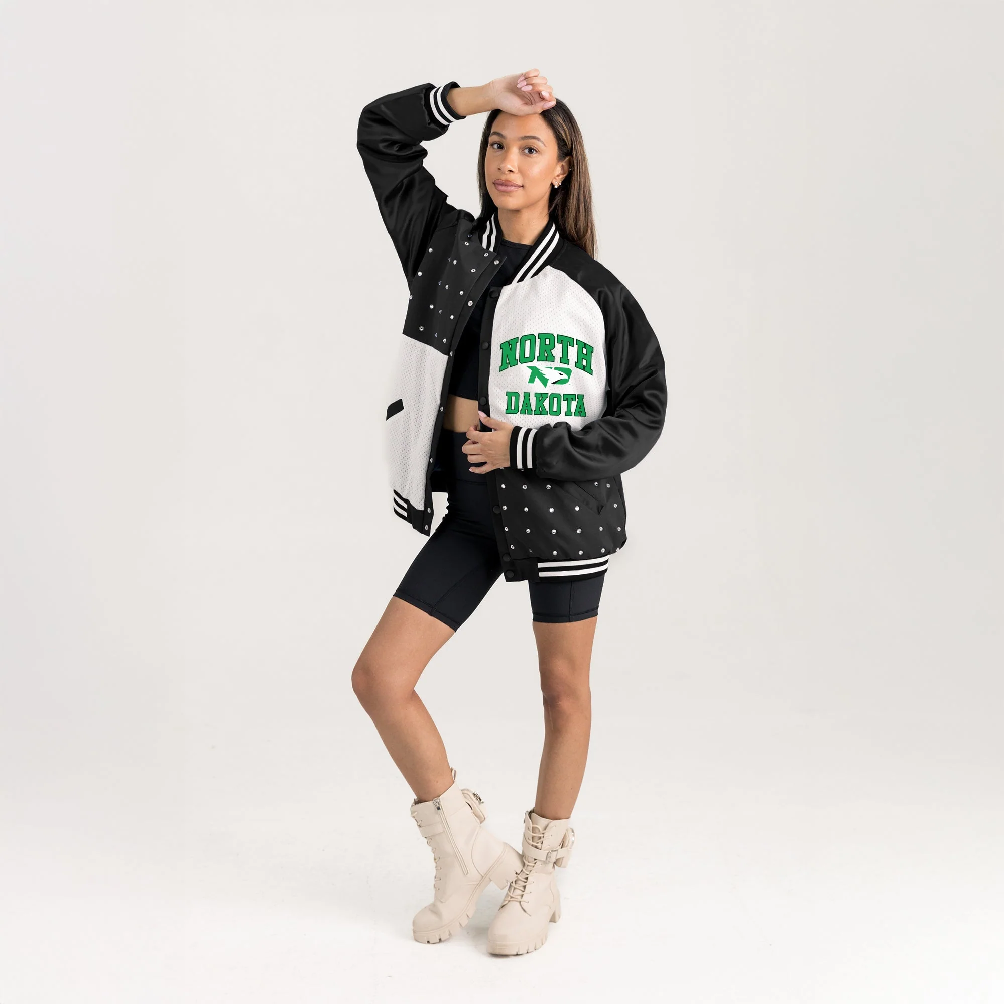 NORTH DAKOTA FIGHTING HAWKS REFINED RIVALRY THROWBACK VARSITY BOMBER JACKET - Image 5