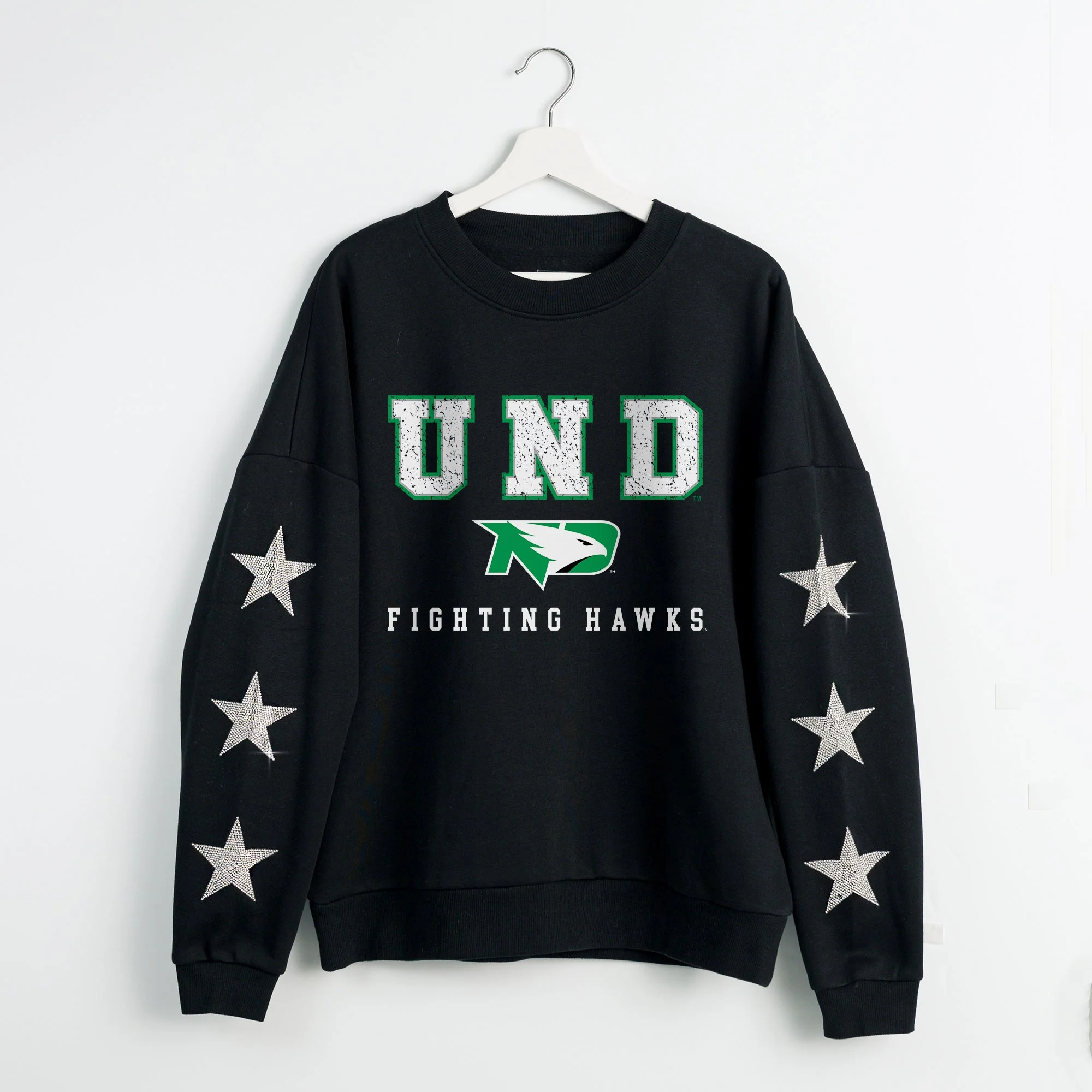 NORTH DAKOTA FIGHTING HAWKS VELOCITY STAR EMBELLISHED CREW SWEATSHIRT - Image 8
