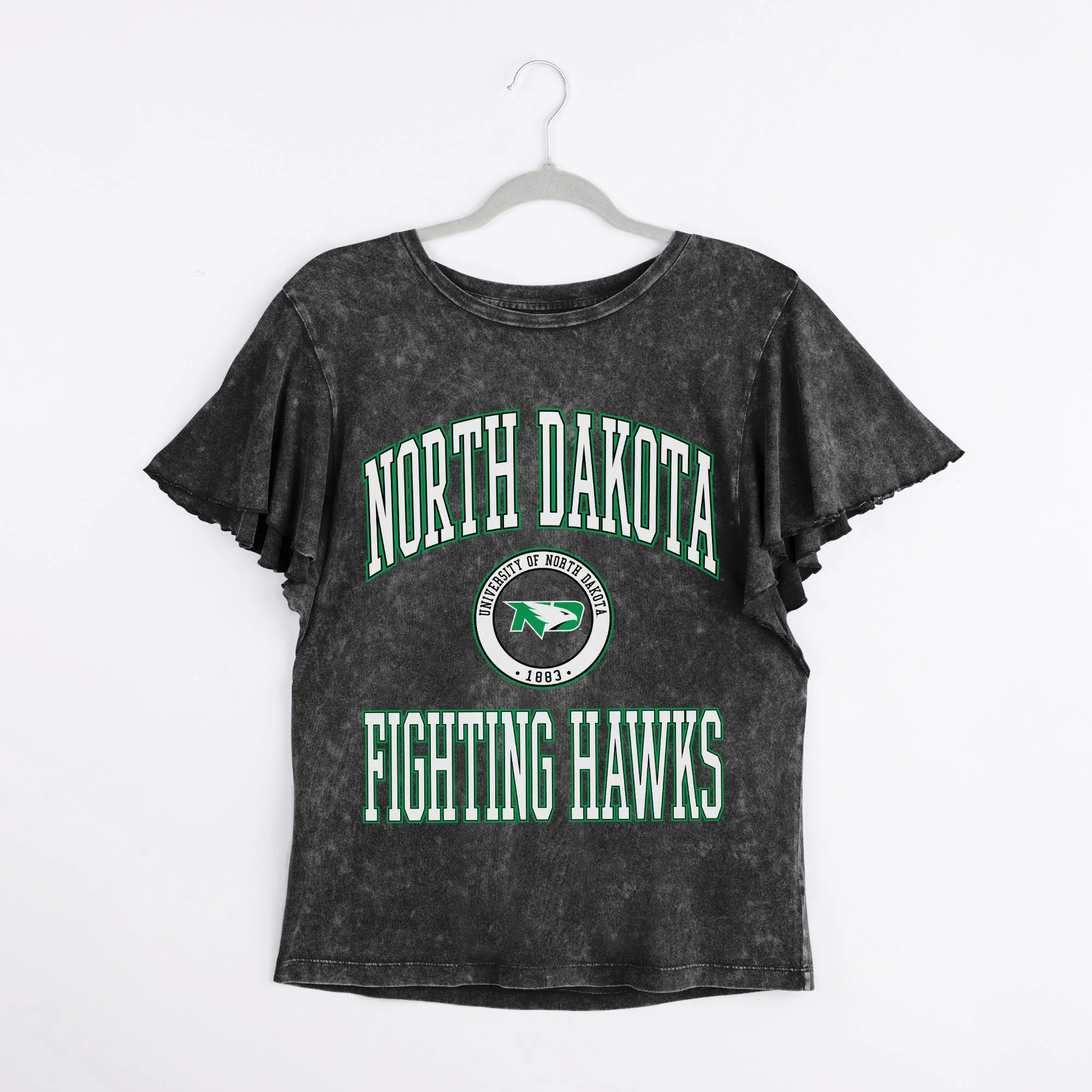 NORTH DAKOTA FIGHTING HAWKS VICTORY MODE FLUTTER SLEEVE TEE IN BLACK - Image 8