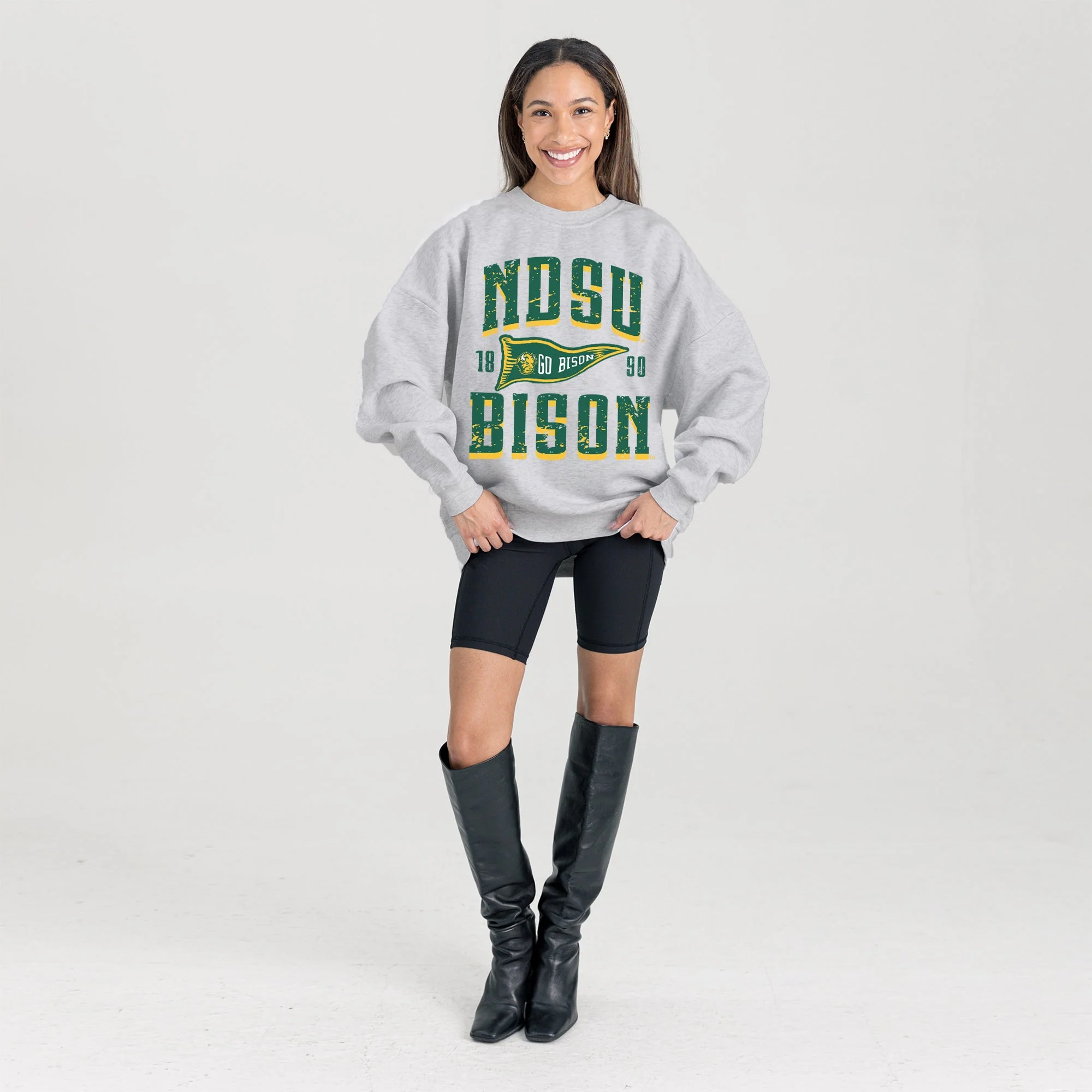 NORTH DAKOTA STATE BISON PENNANT PRIDE PREMIUM FLEECE DROP SHOULDER CREWNECK PULLOVER - Image 6